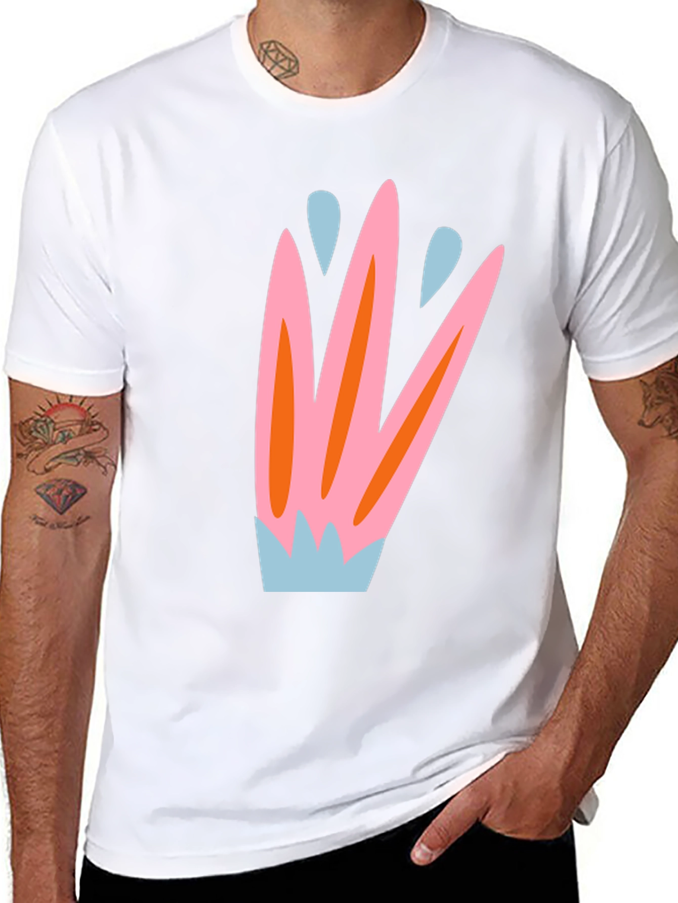 Abstract Floral Print Black T-Shirt