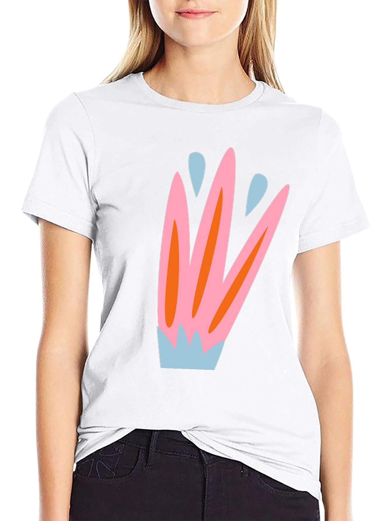 Abstract Floral Print Black T-Shirt