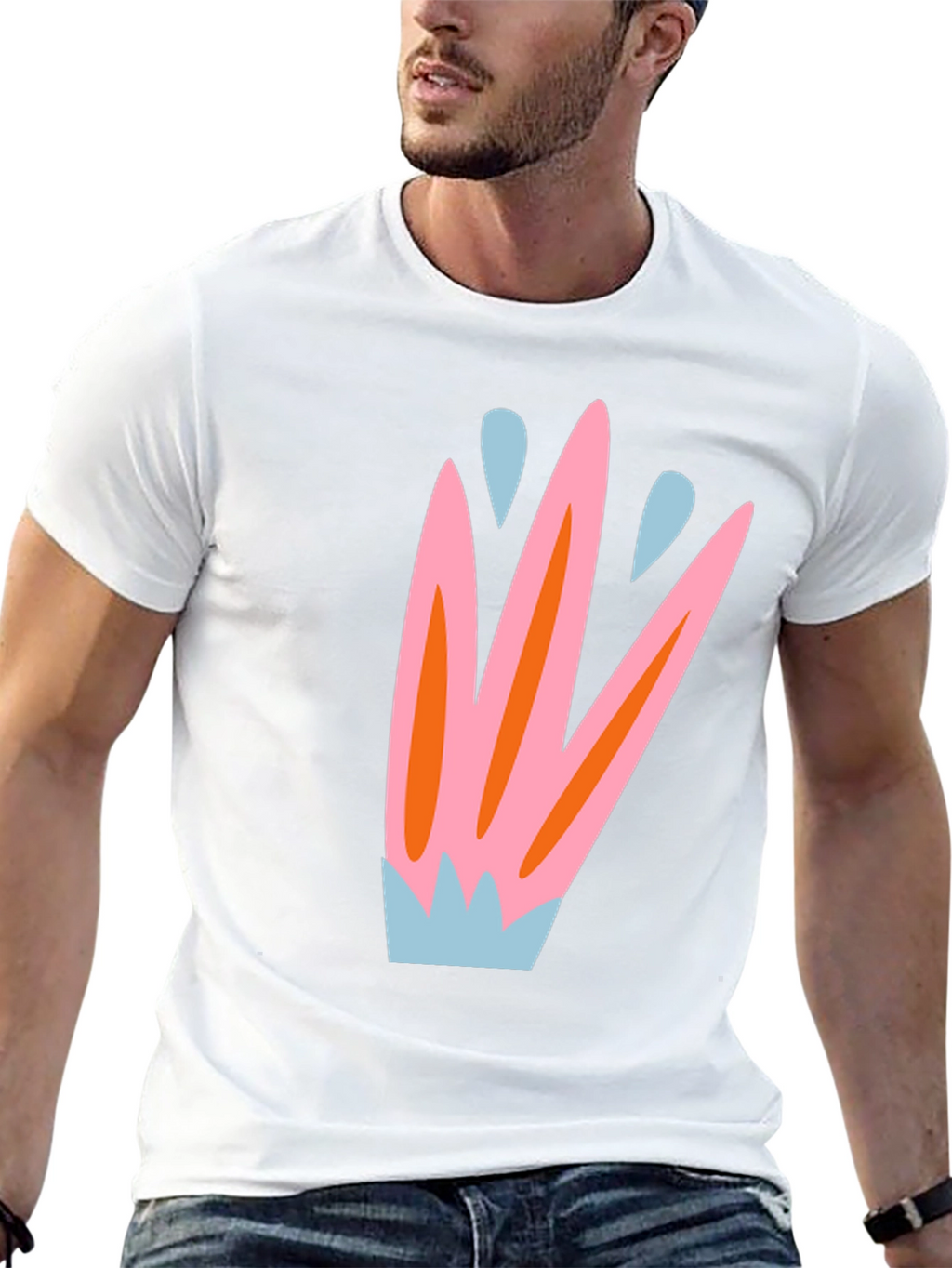 Abstract Floral Print Black T-Shirt