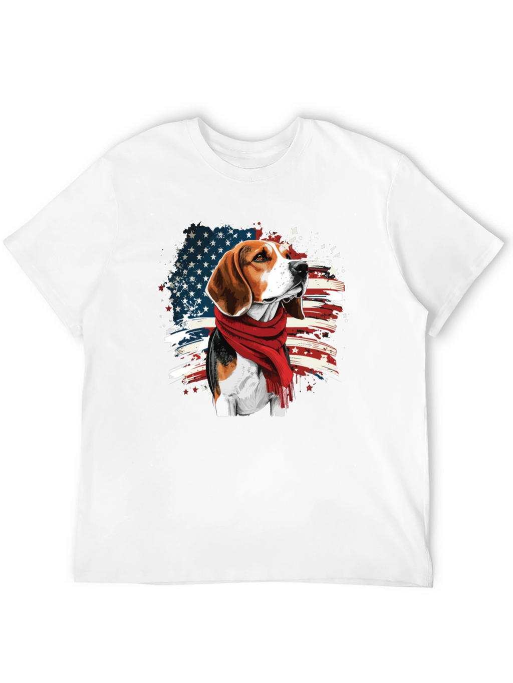 Patriotic Beagle T-Shirt - USA Flag Scarf