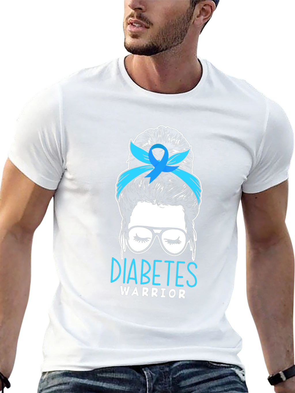 Diabetes Warrior Messy Bun T-Shirt