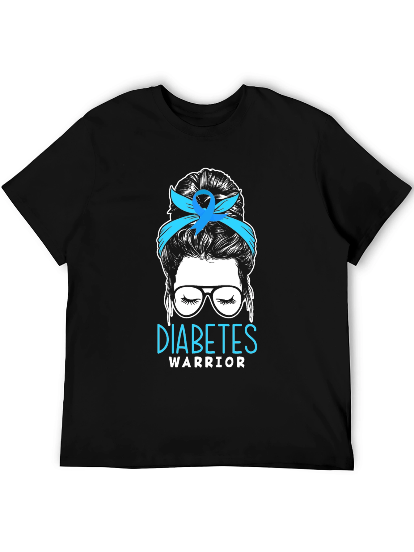 Diabetes Warrior Messy Bun T-Shirt