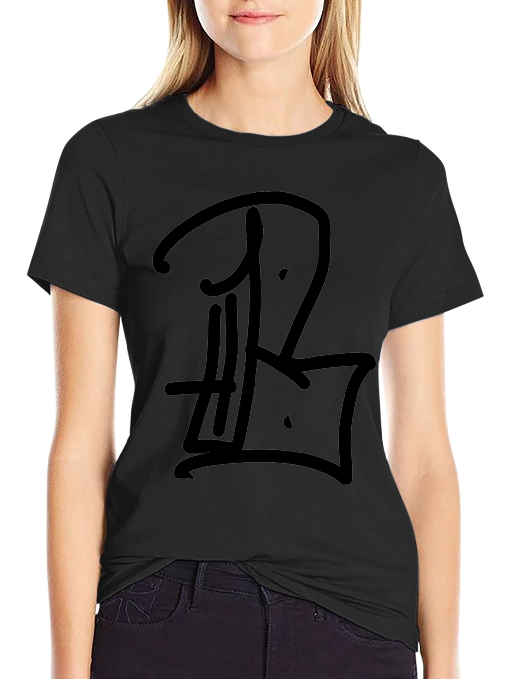 Black T-Shirt with Graphic Print