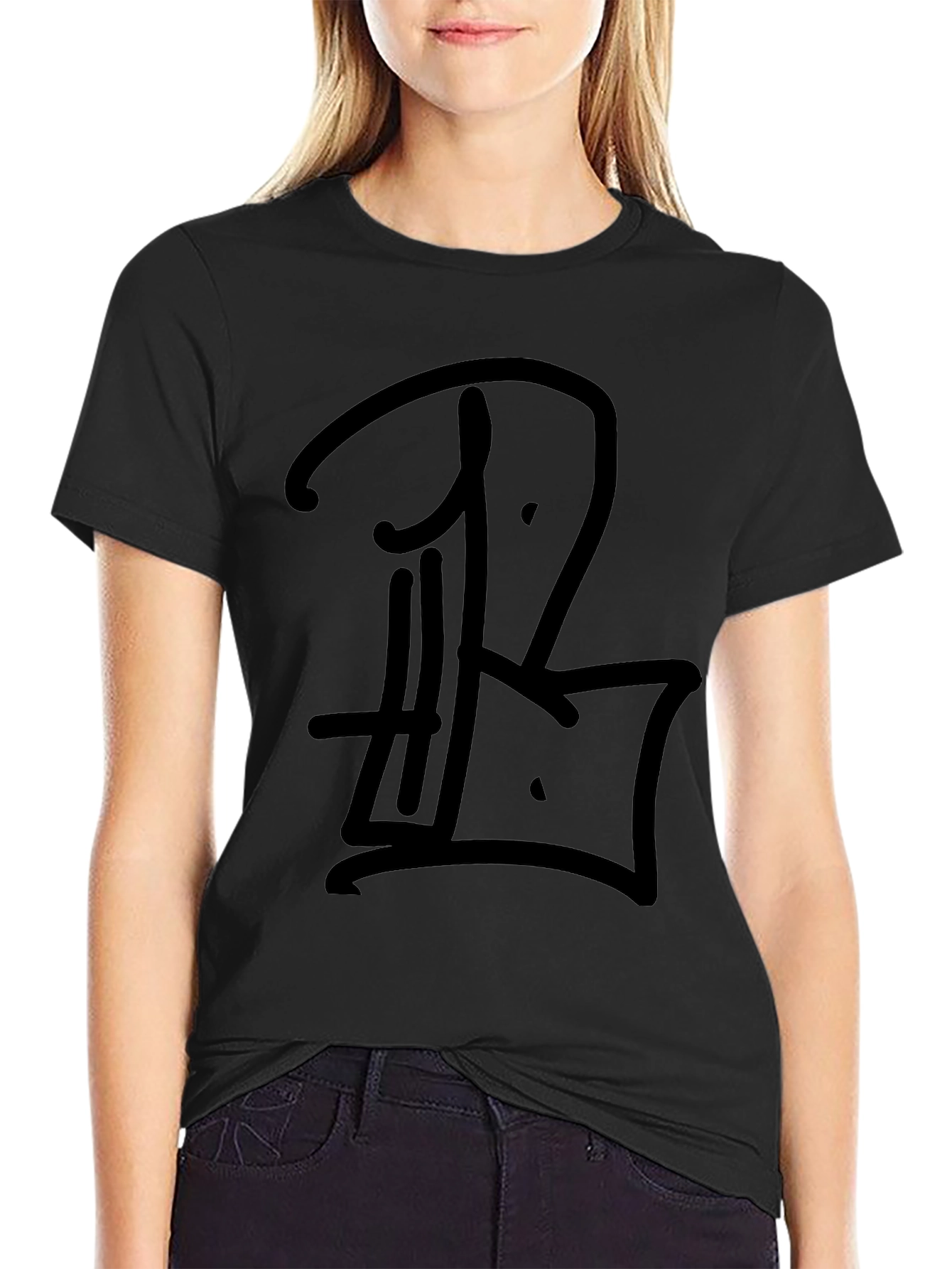 Black T-Shirt with Graphic Print