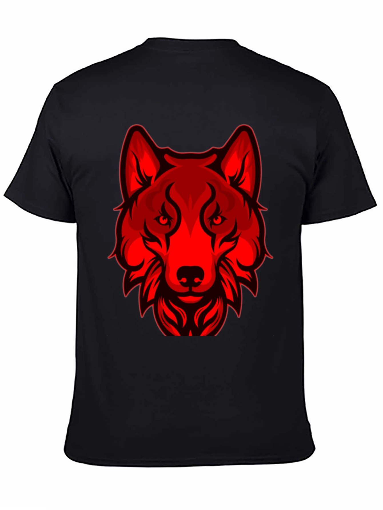 Red Wolf Graphic T-Shirt - Mens Black Tee