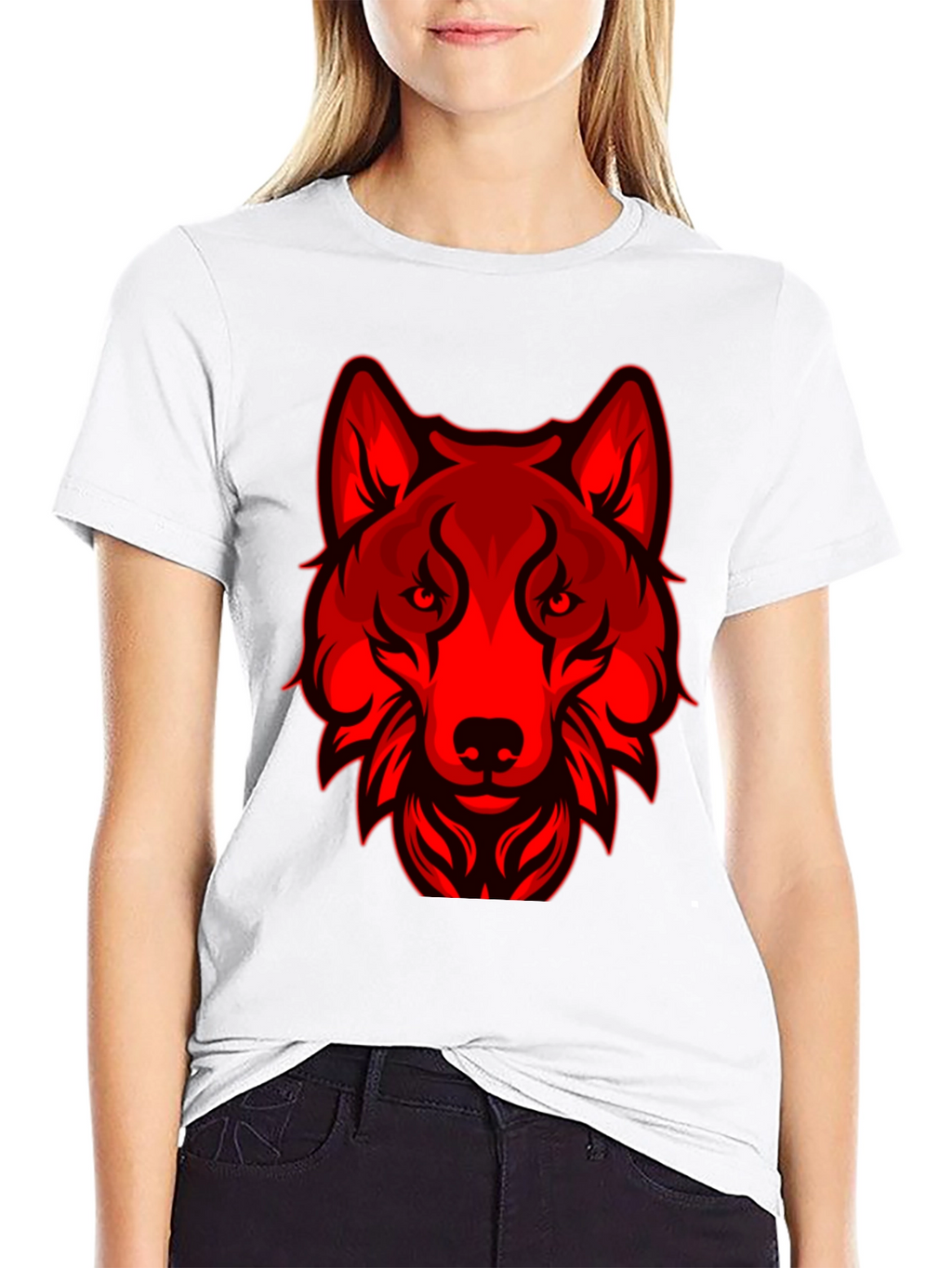 Red Wolf Graphic T-Shirt - Mens Black Tee