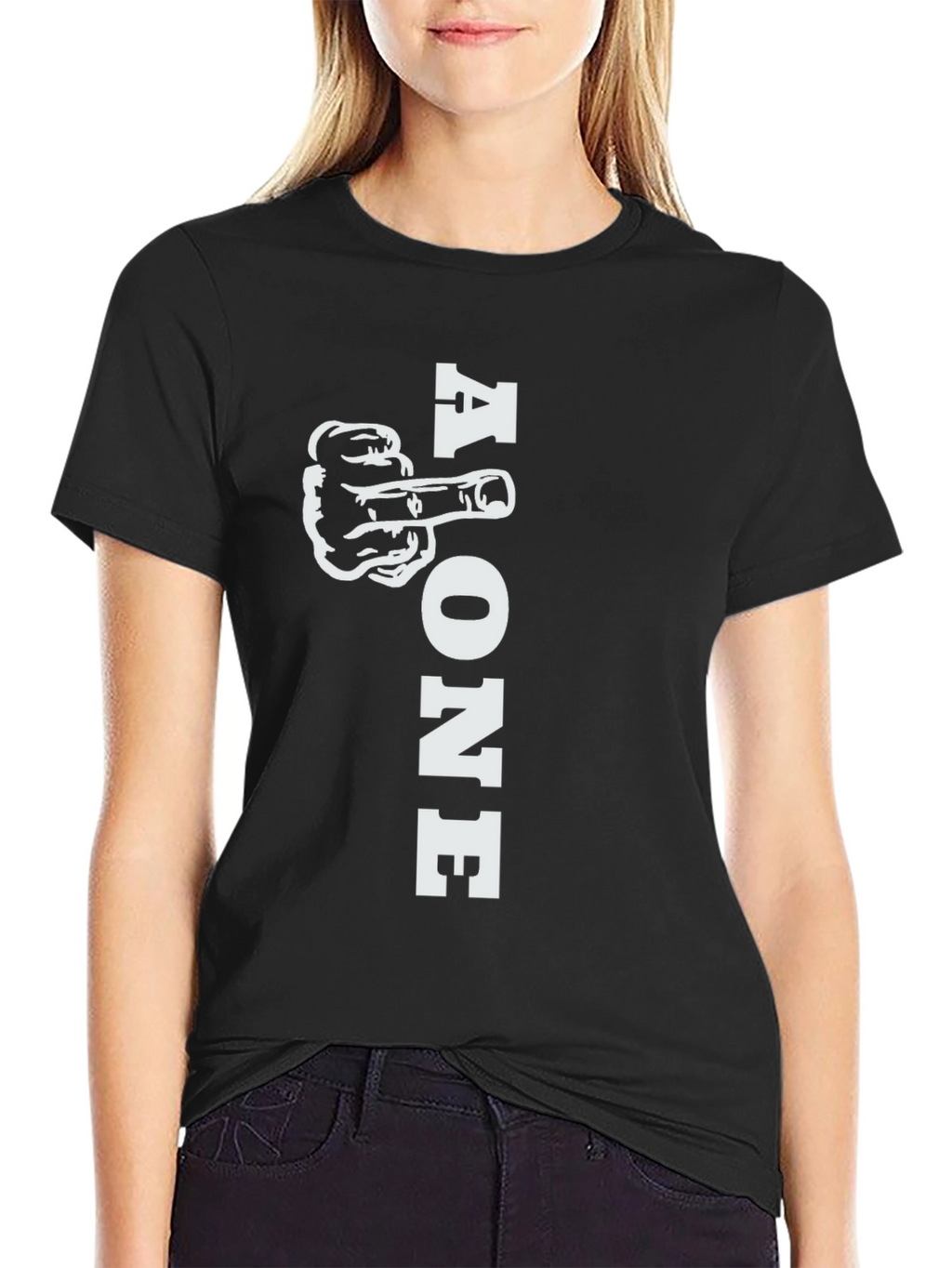 Alone Middle Finger Graphic T-Shirt