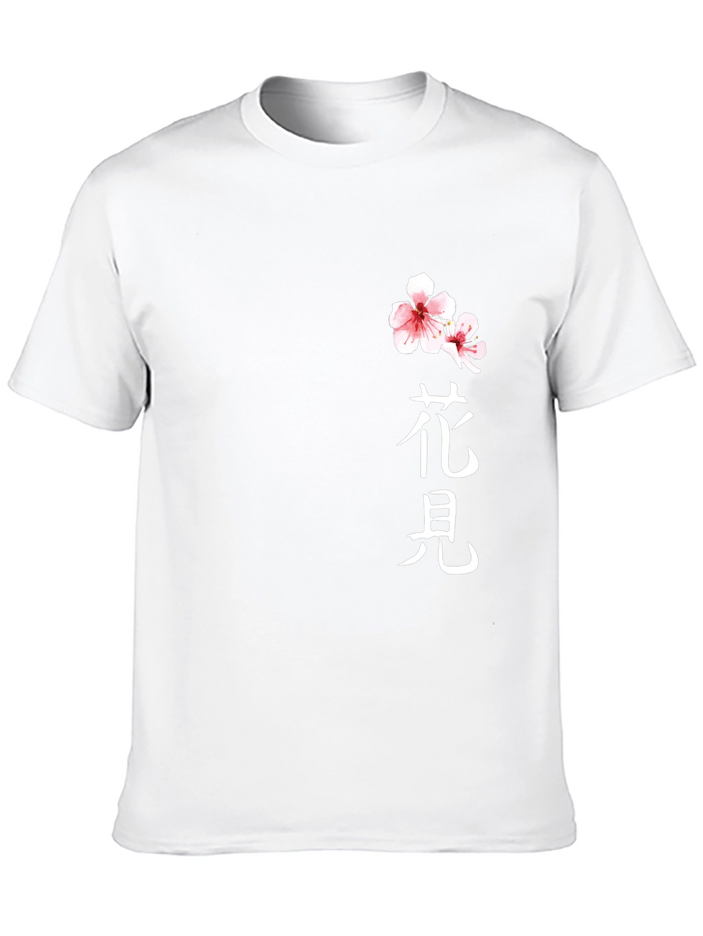 Black T-Shirt with Floral Japanese Kanji Design