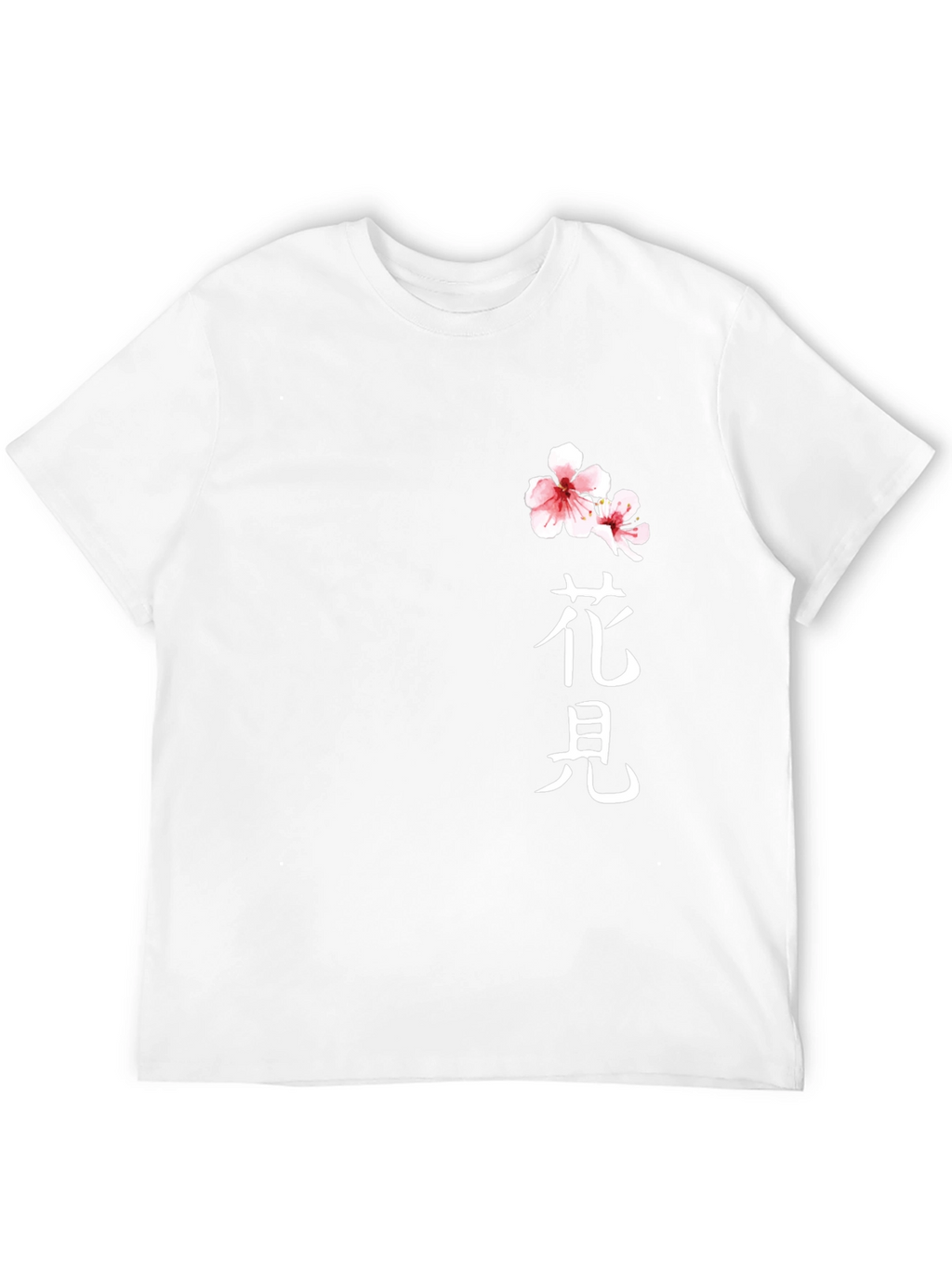 Black T-Shirt with Floral Japanese Kanji Design