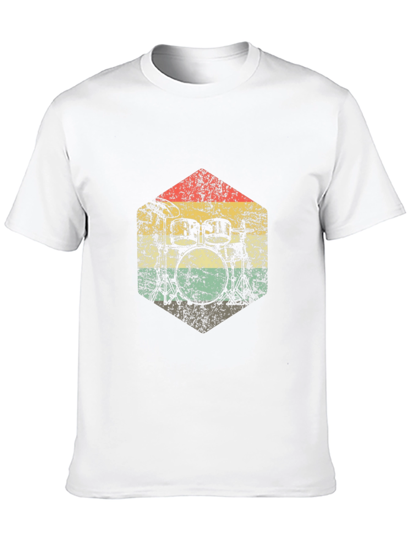Vintage Drum Kit Graphic Tee - Retro Style Black T-Shirt