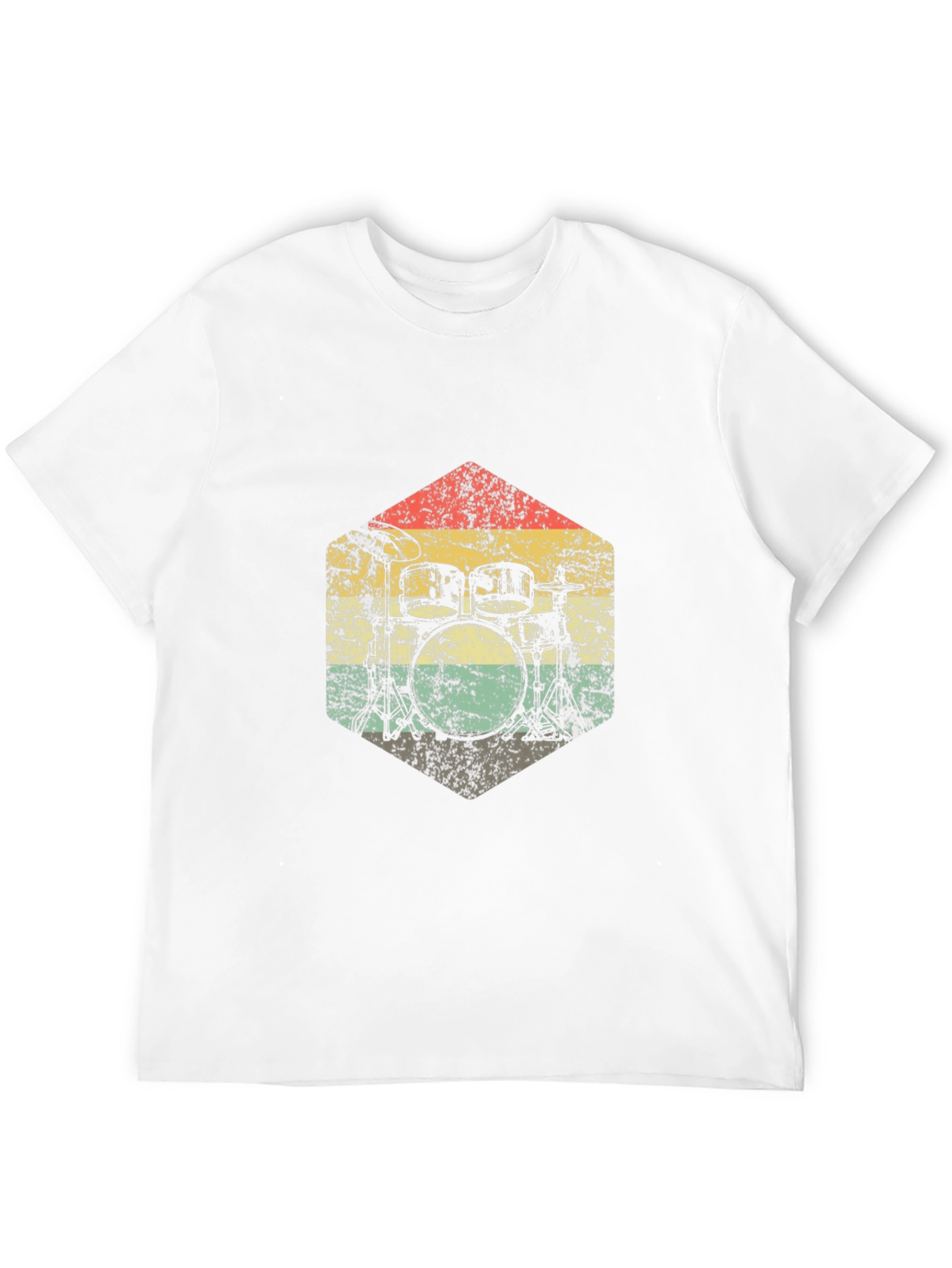 Vintage Drum Kit Graphic Tee - Retro Style Black T-Shirt