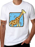 Giraffe Graphic Tee - Mens Black Crew Neck T-Shirt