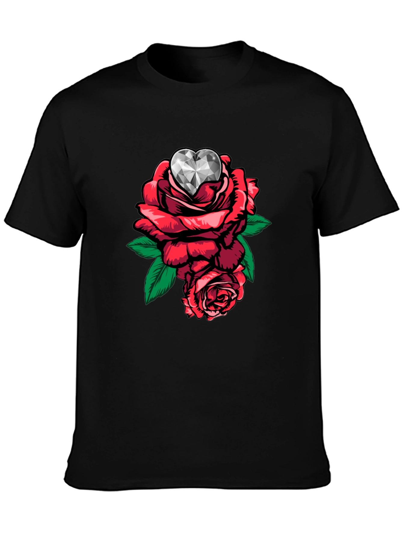 Rose Diamond Heart Graphic T-Shirt