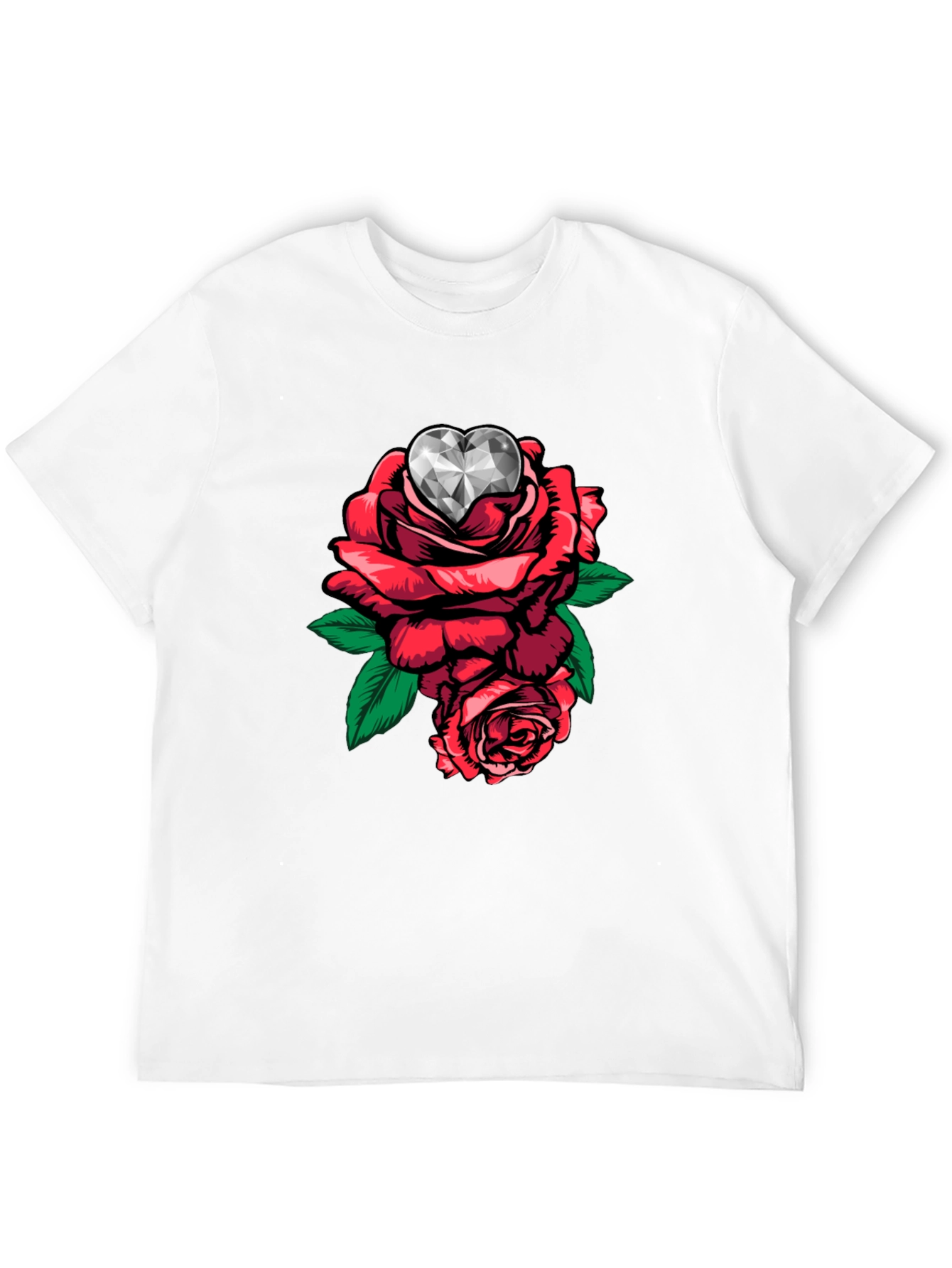 Rose Diamond Heart Graphic T-Shirt