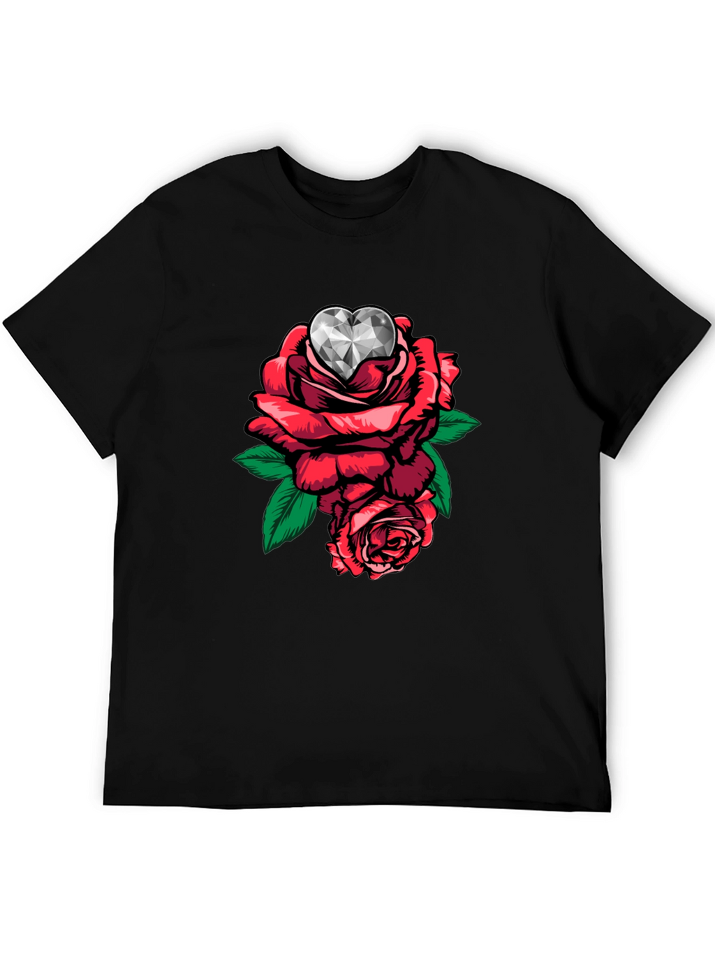 Rose Diamond Heart Graphic T-Shirt