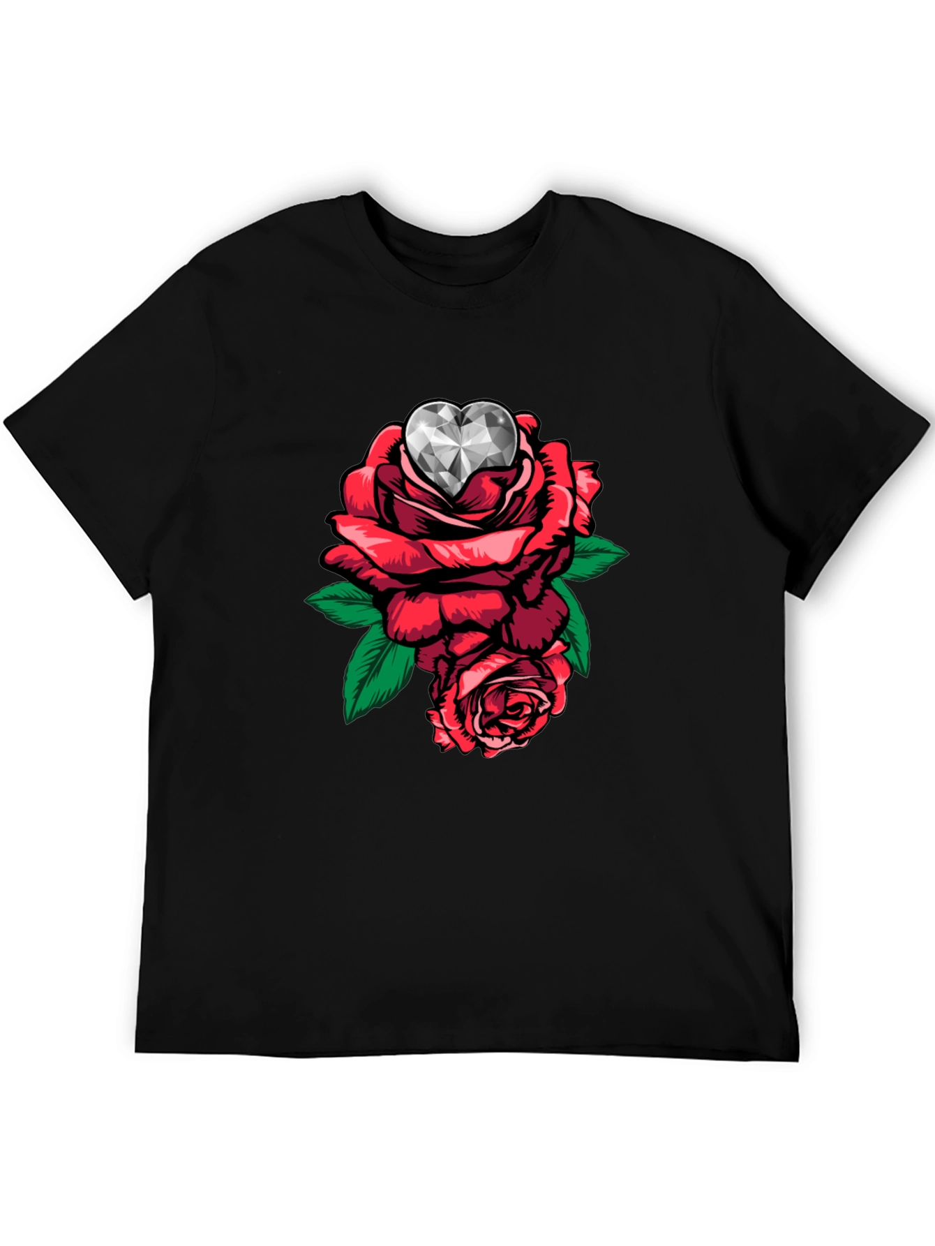 Rose Diamond Heart Graphic T-Shirt