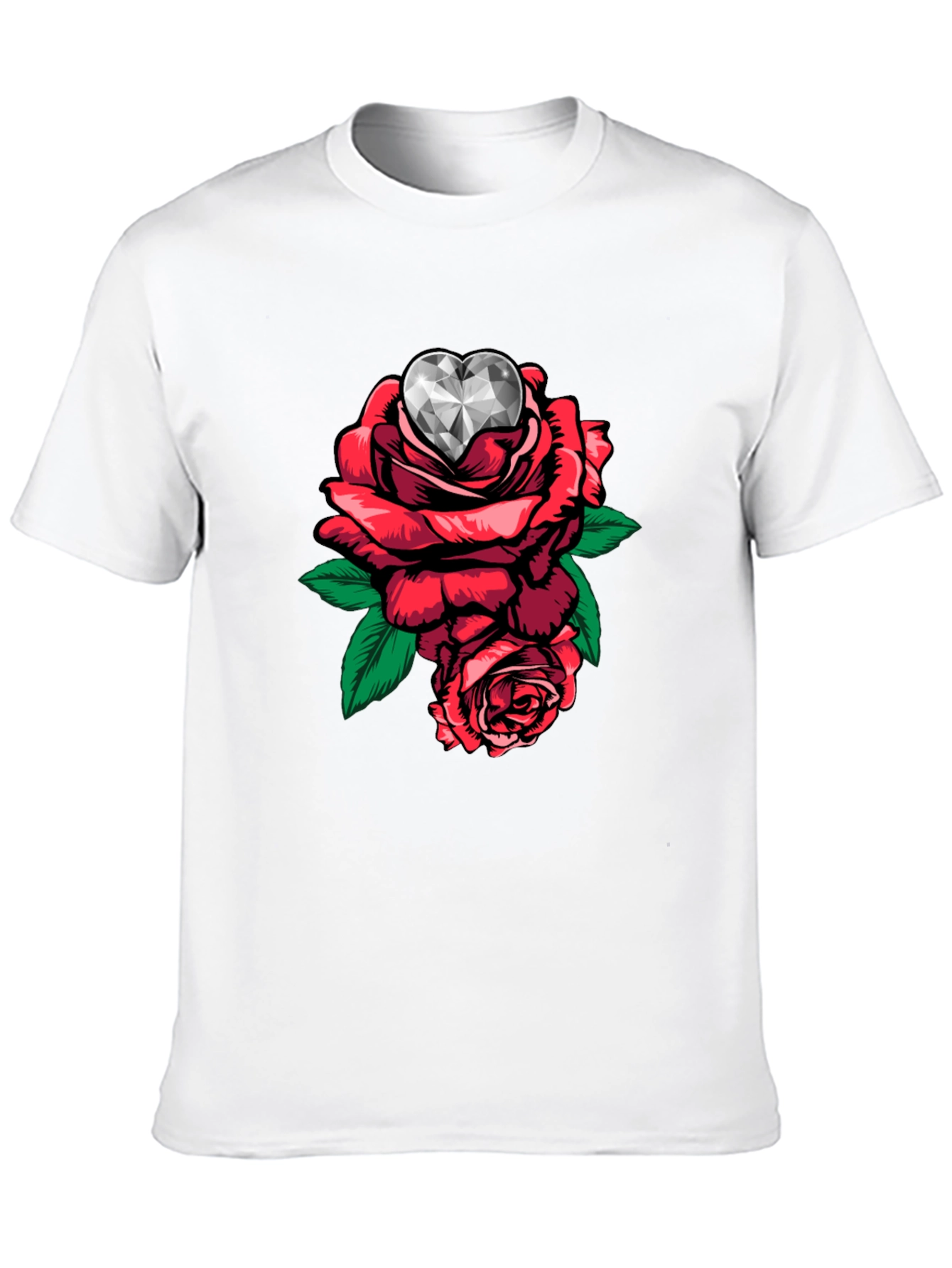 Rose Diamond Heart Graphic T-Shirt