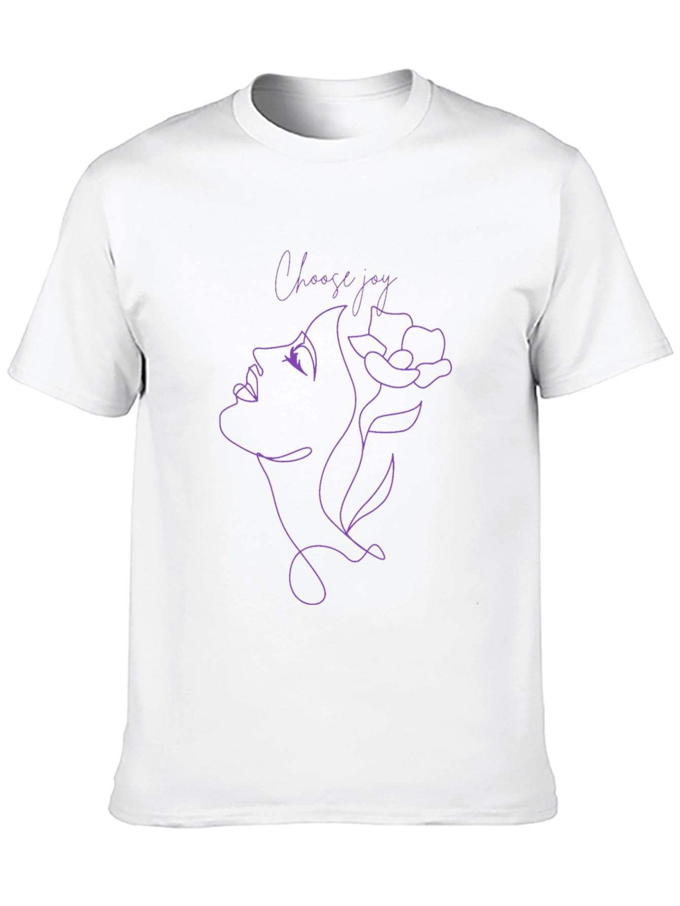 Choose Joy T-Shirt: Elegant Line Art Black Cotton