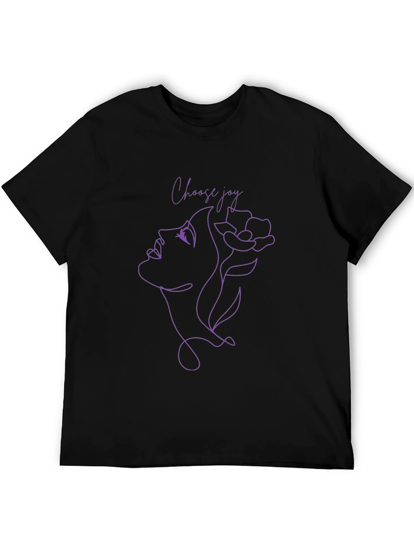 Choose Joy T-Shirt: Elegant Line Art Black Cotton