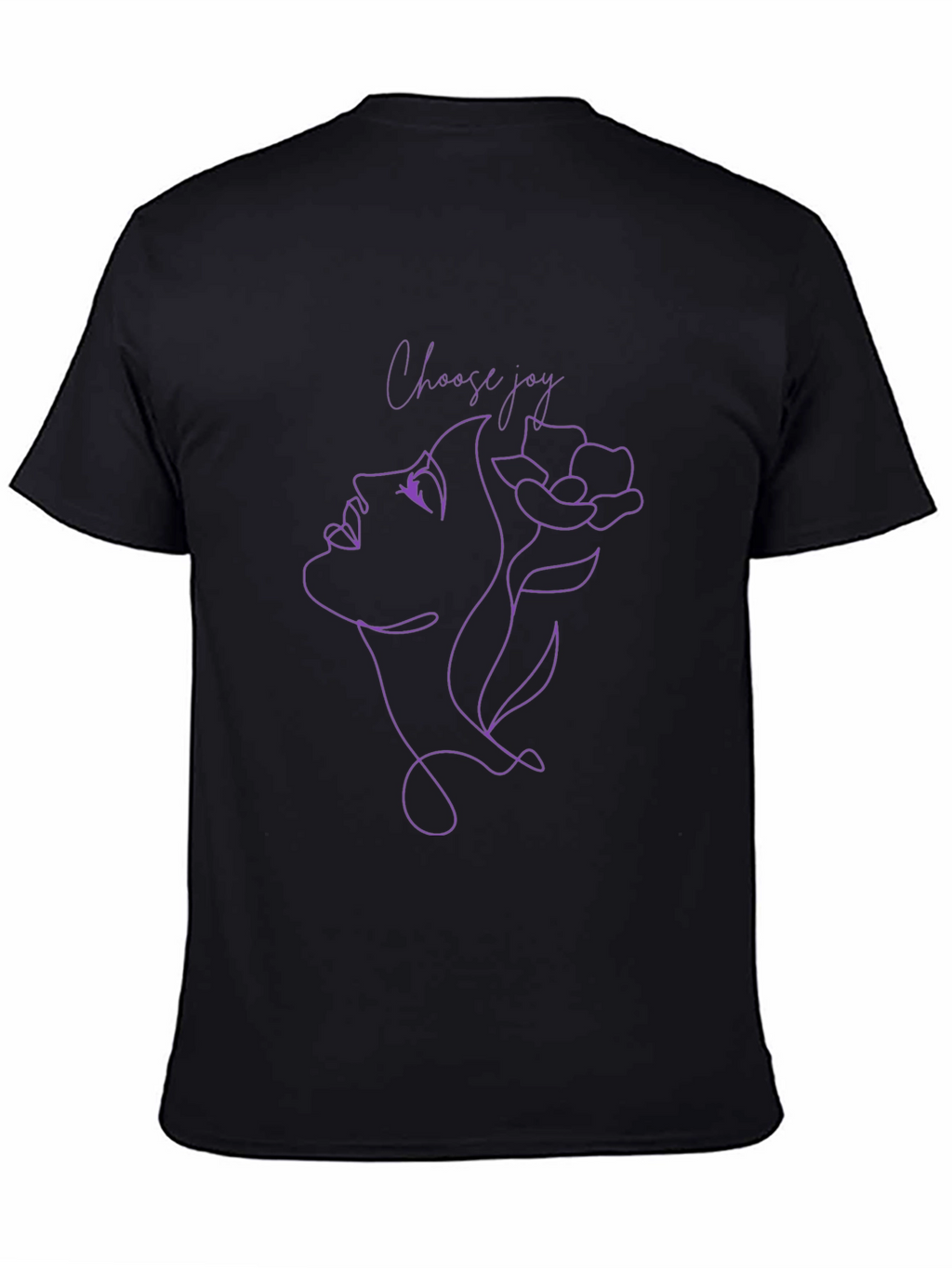 Choose Joy T-Shirt: Elegant Line Art Black Cotton