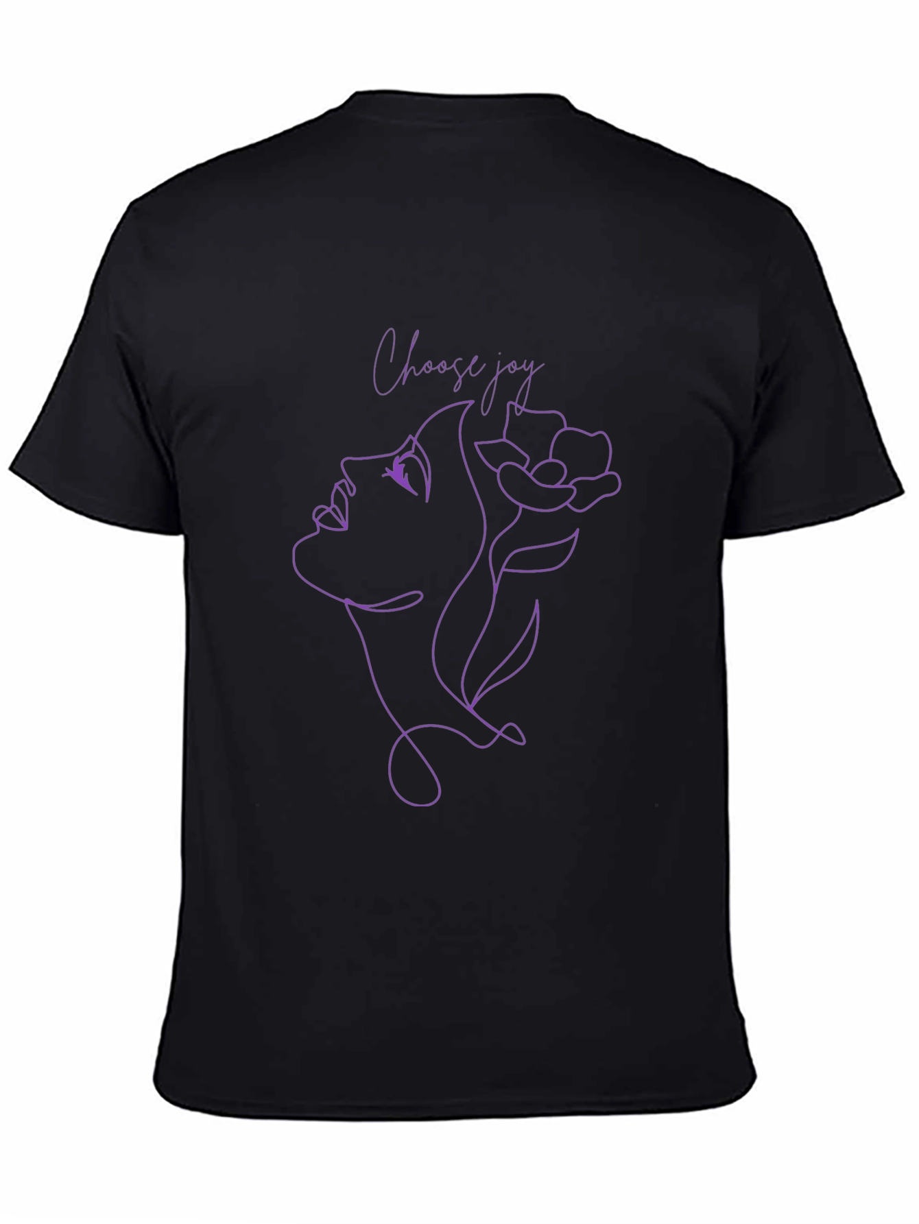 Choose Joy T-Shirt: Elegant Line Art Black Cotton