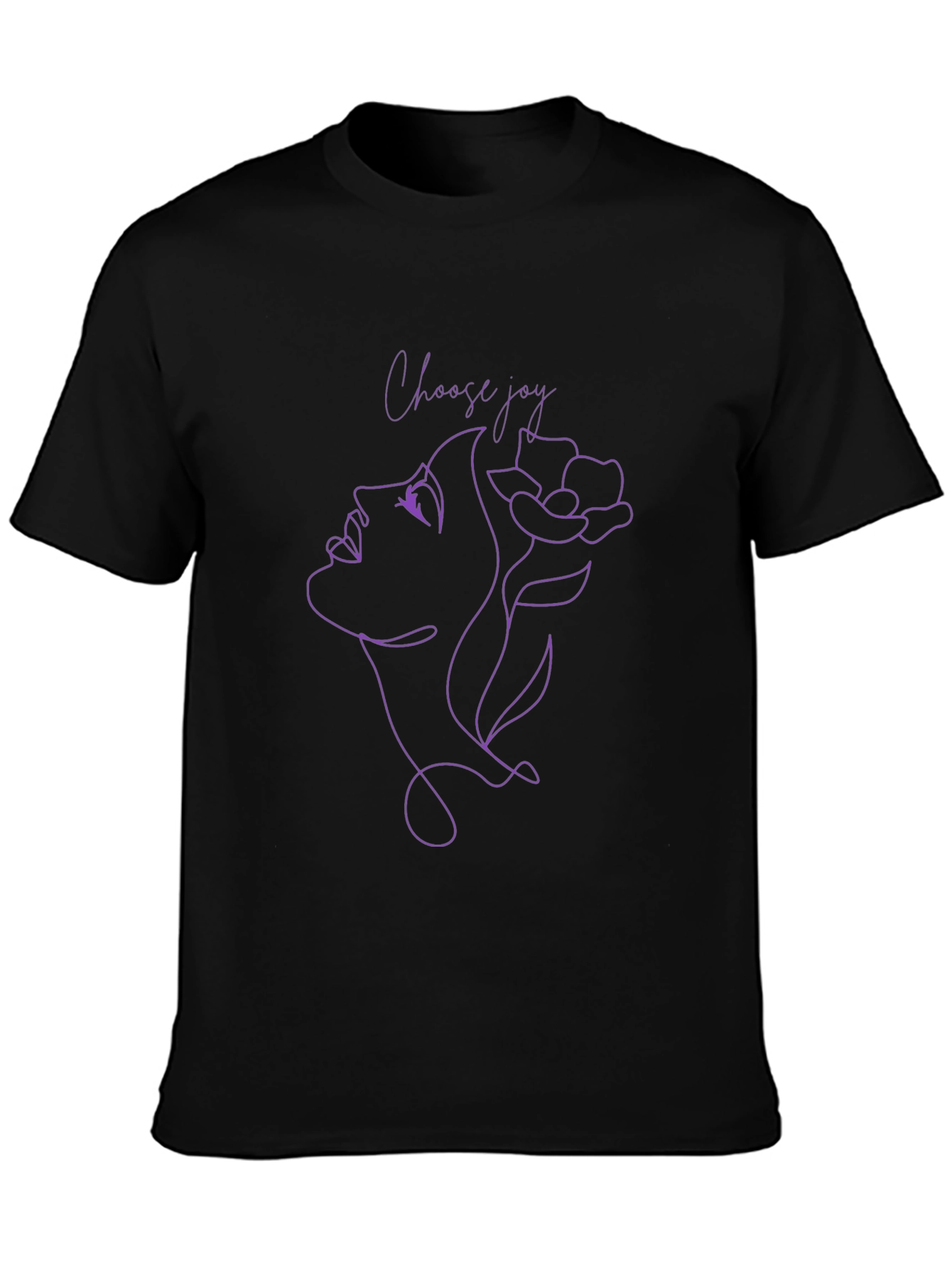 Choose Joy T-Shirt: Elegant Line Art Black Cotton