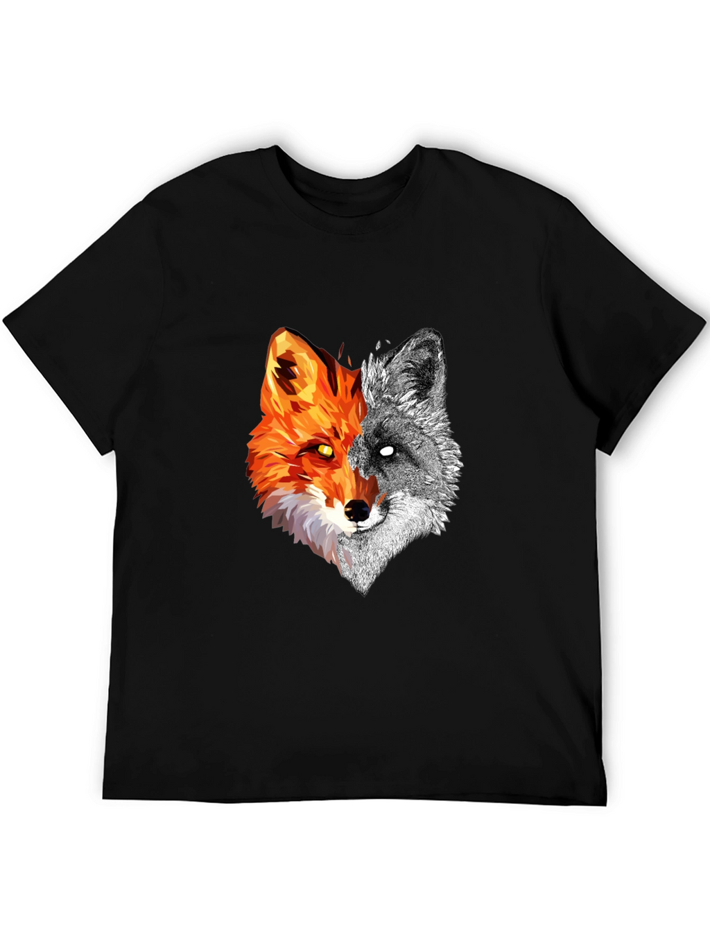 Dual Fox Graphic Tee - Stylish Mens Black T-Shirt
