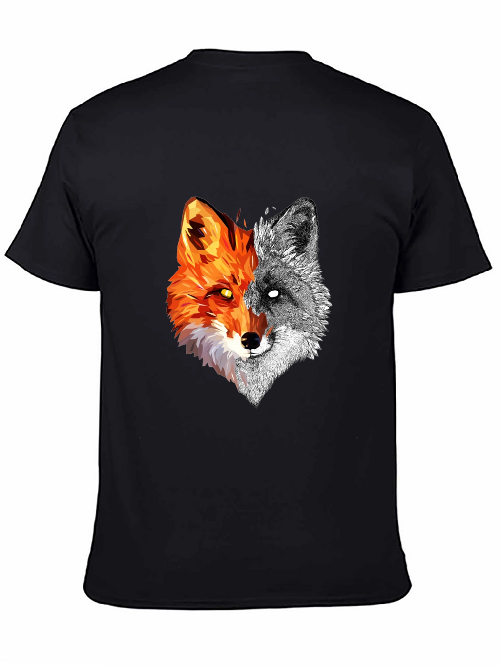 Dual Fox Graphic Tee - Stylish Mens Black T-Shirt