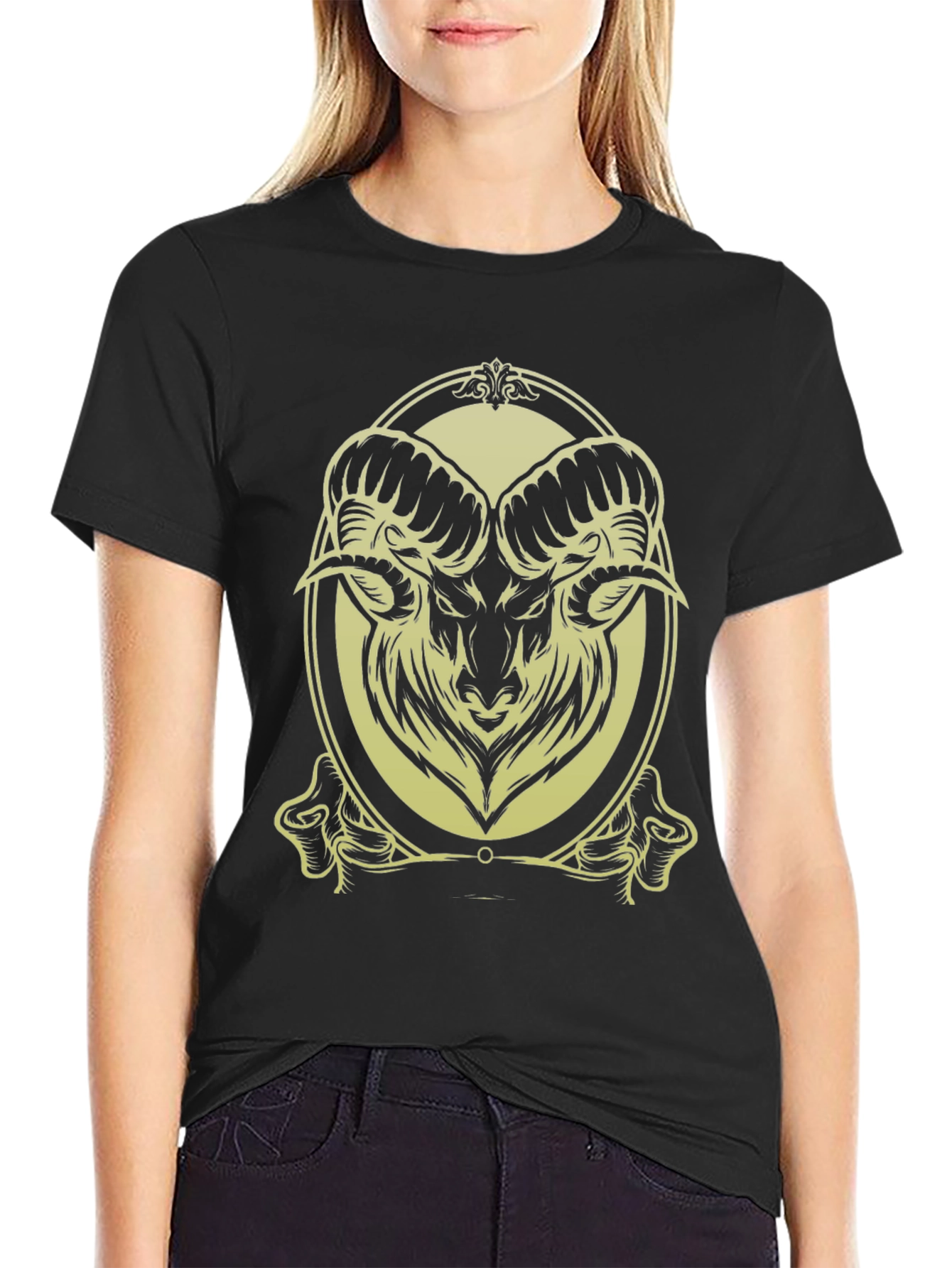 Ram Graphic Tee - Black Cotton Blend - Stylish & Unique Design