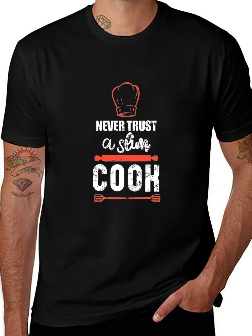 Funny Chef T-Shirt - Never Trust a Slim Cook