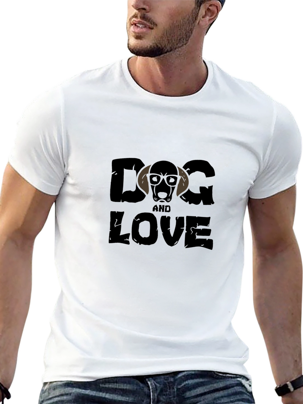 Dog and Love Graphic Tee - Black