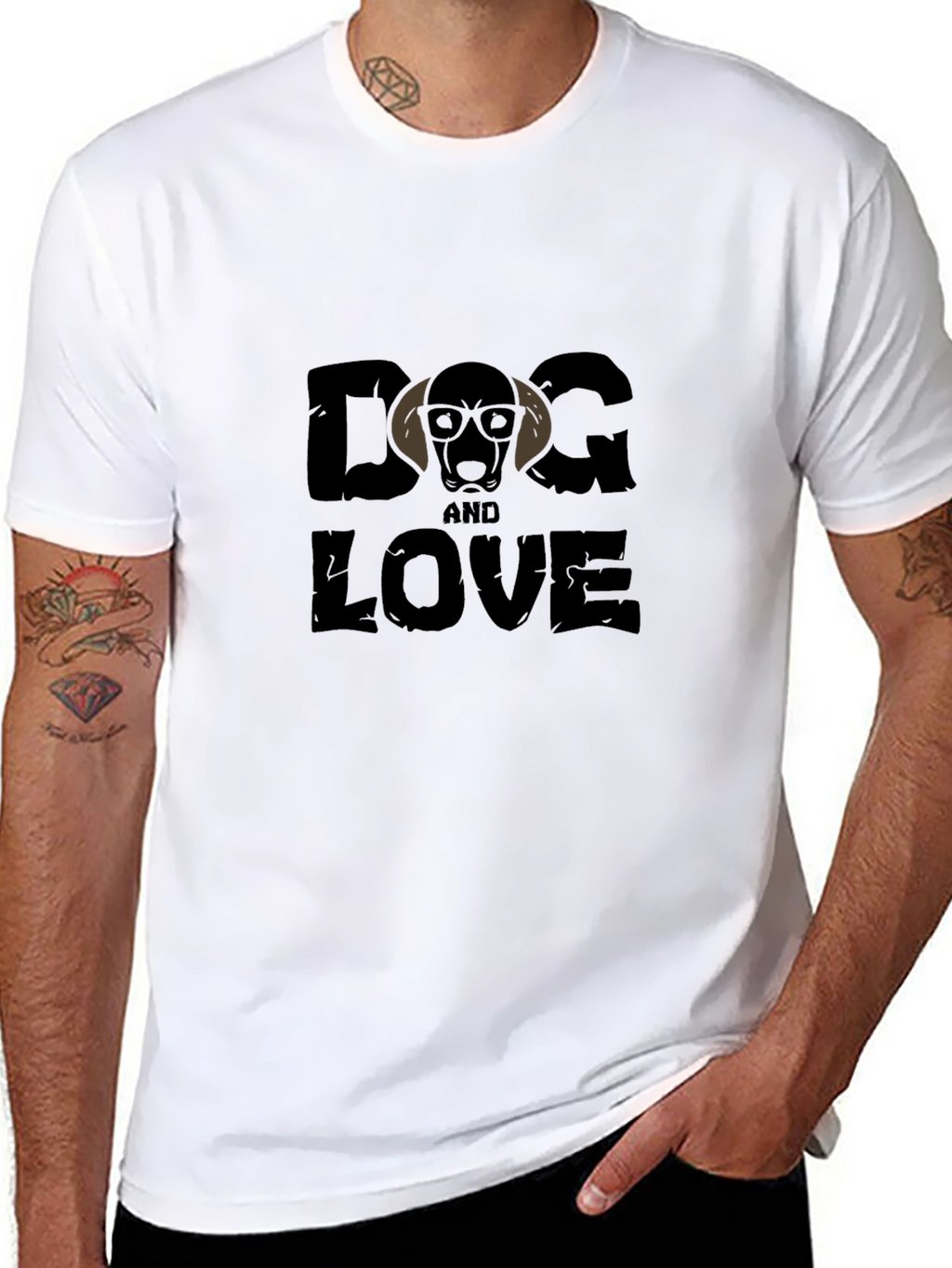 Dog and Love Graphic Tee - Black