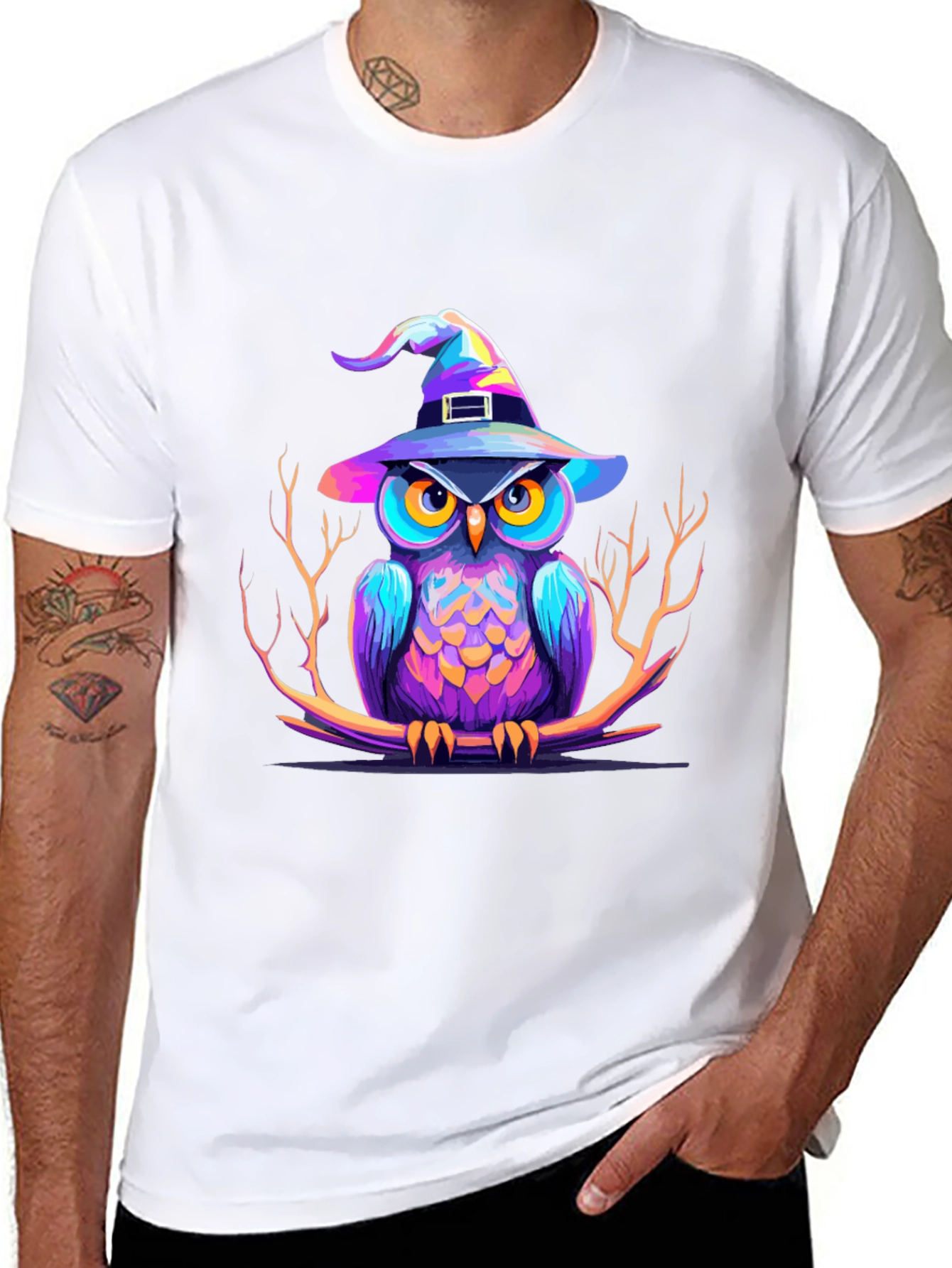 Whimsical Owl Witch Halloween T-Shirt