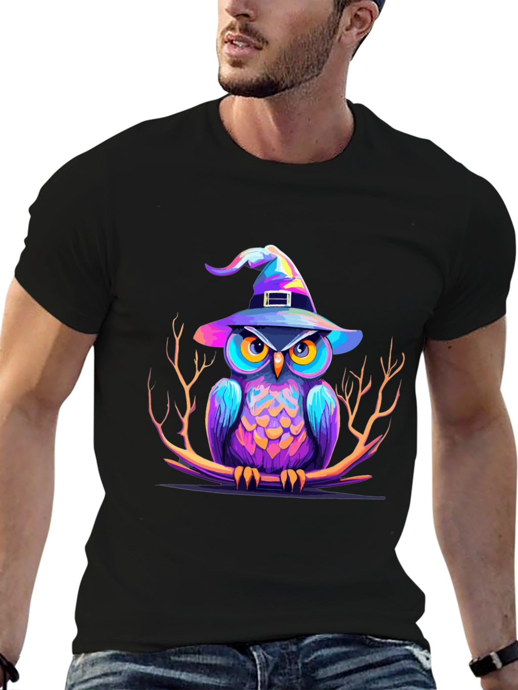 Whimsical Owl Witch Halloween T-Shirt