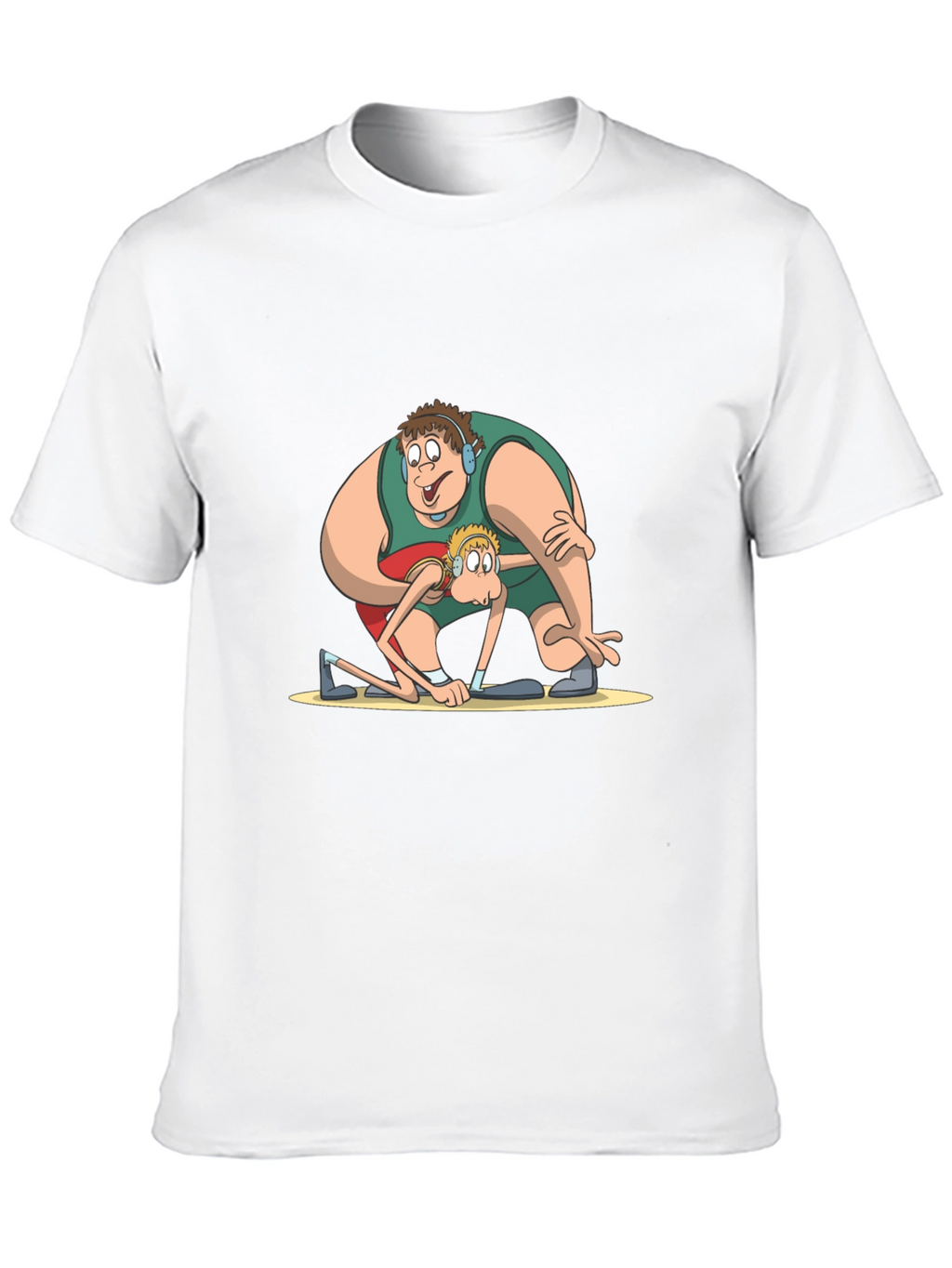 Funny Cartoon Wrestlers Black T-Shirt