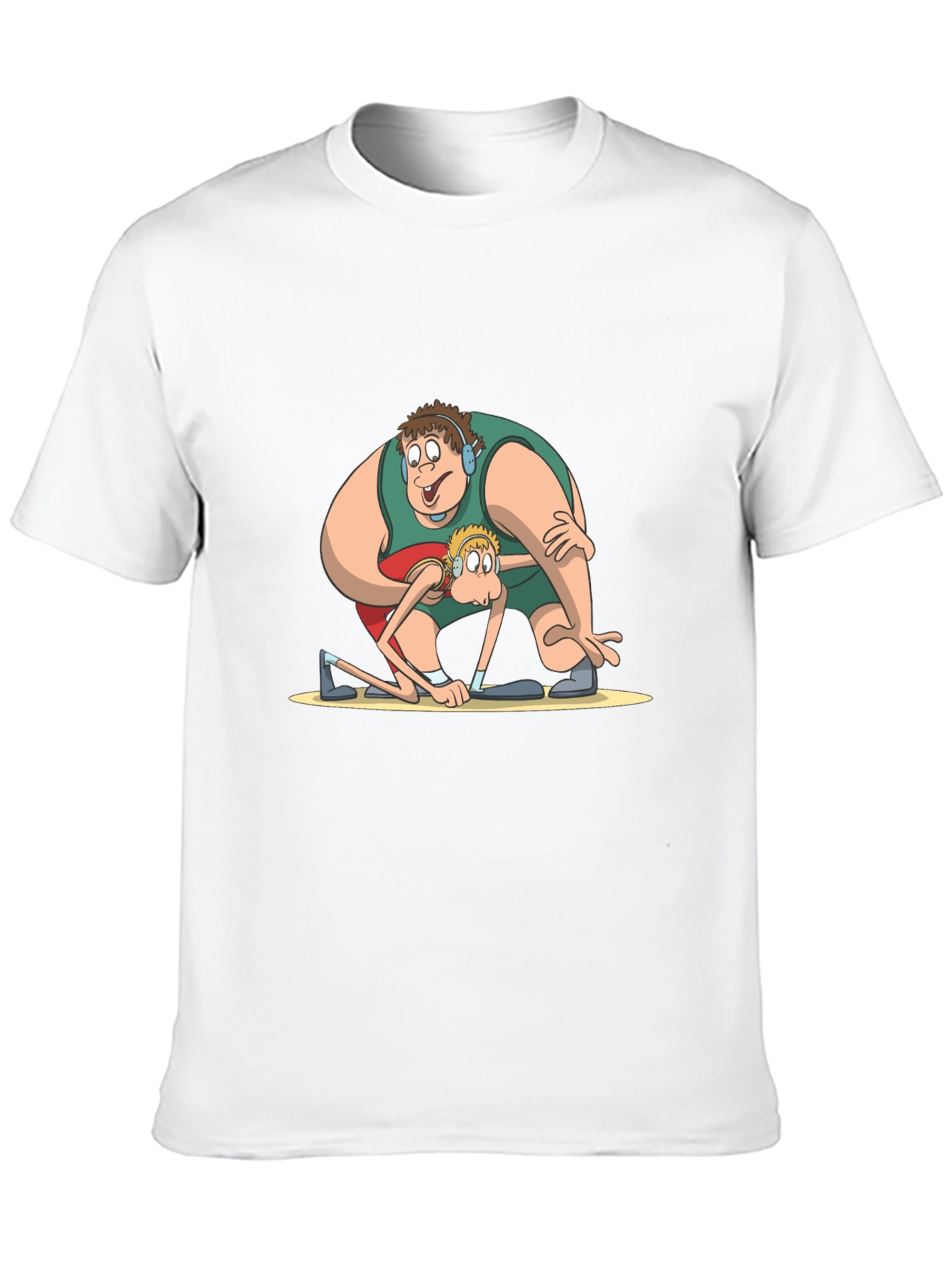 Funny Cartoon Wrestlers Black T-Shirt
