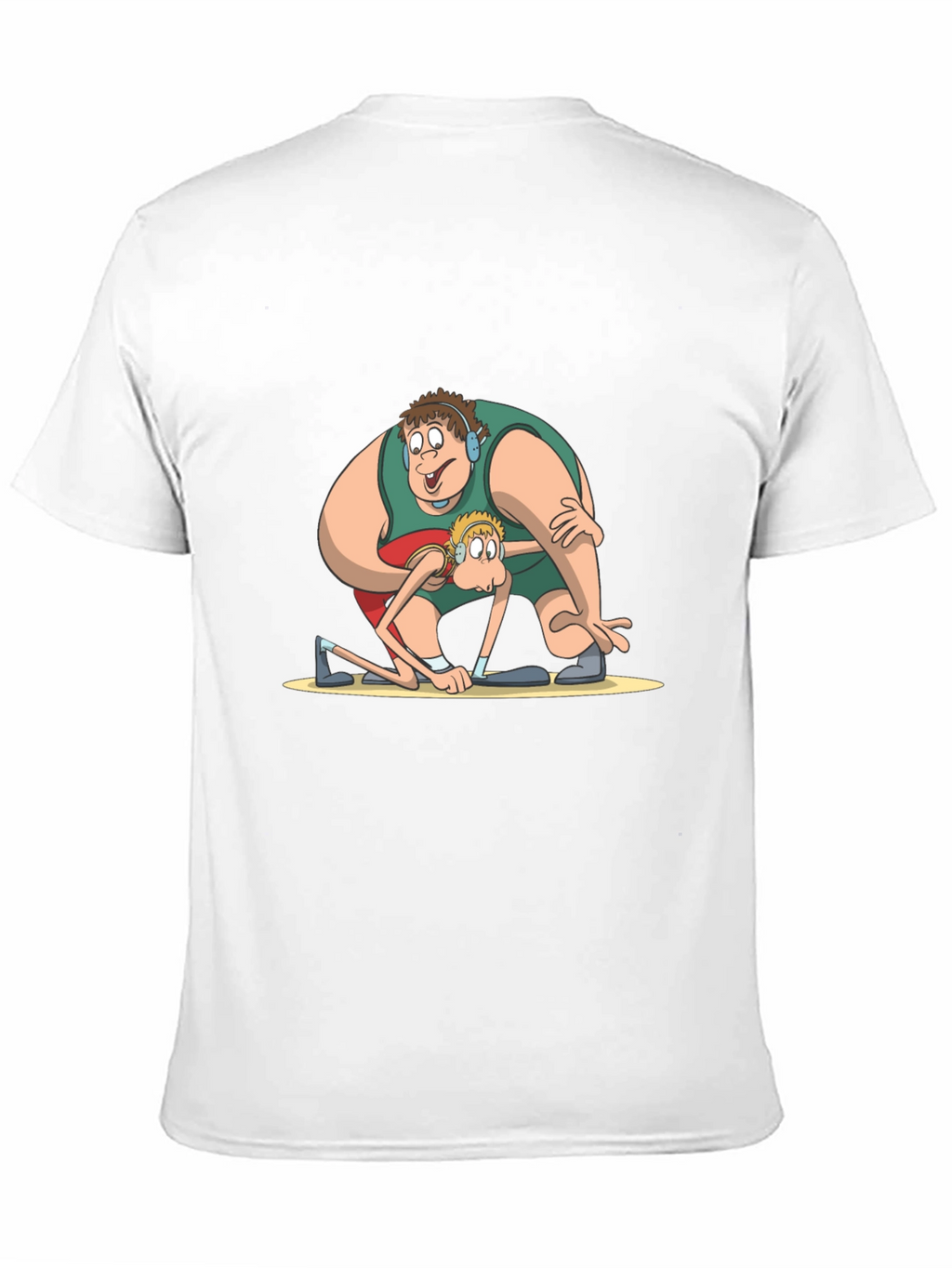 Funny Cartoon Wrestlers Black T-Shirt