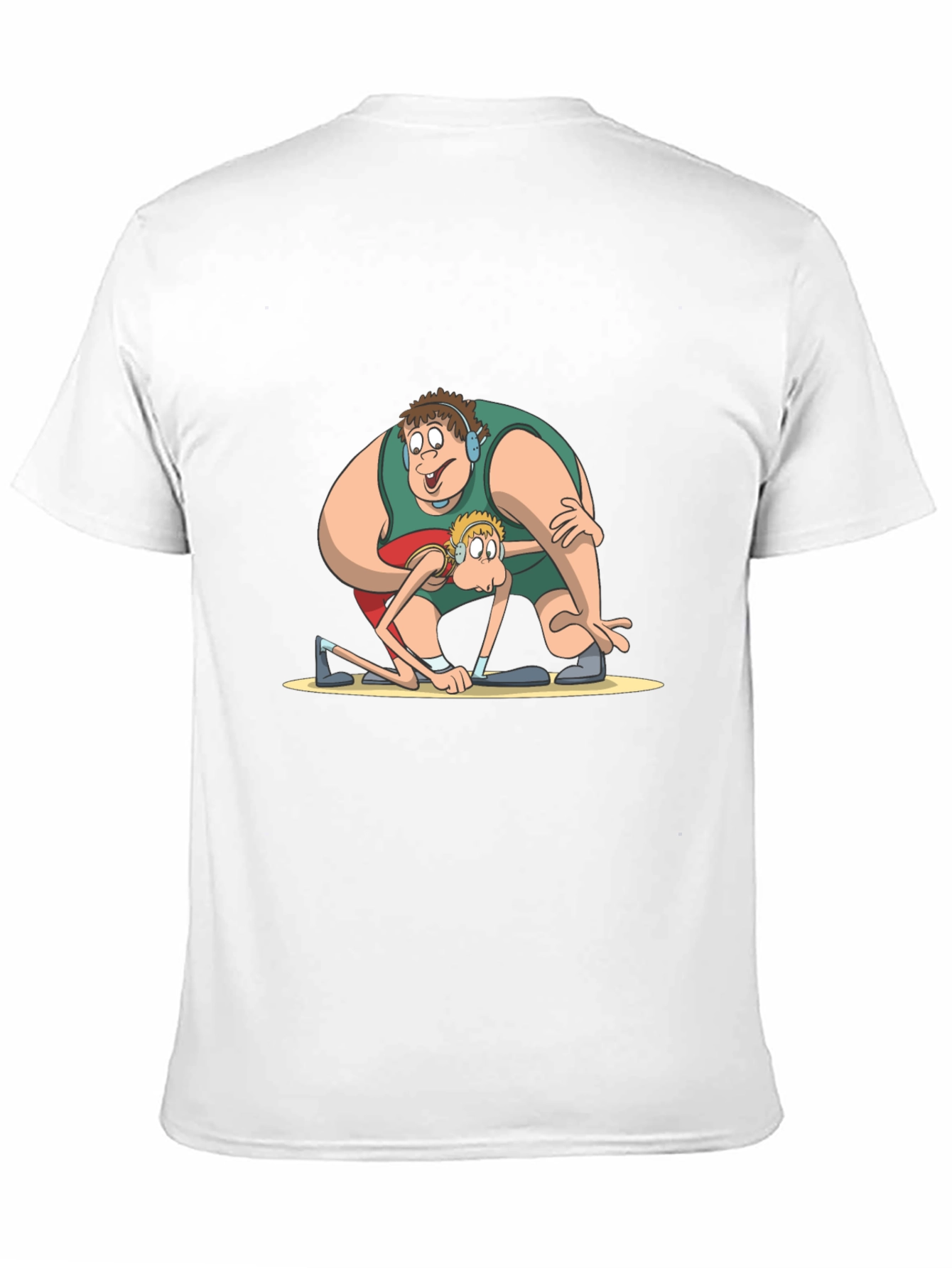 Funny Cartoon Wrestlers Black T-Shirt