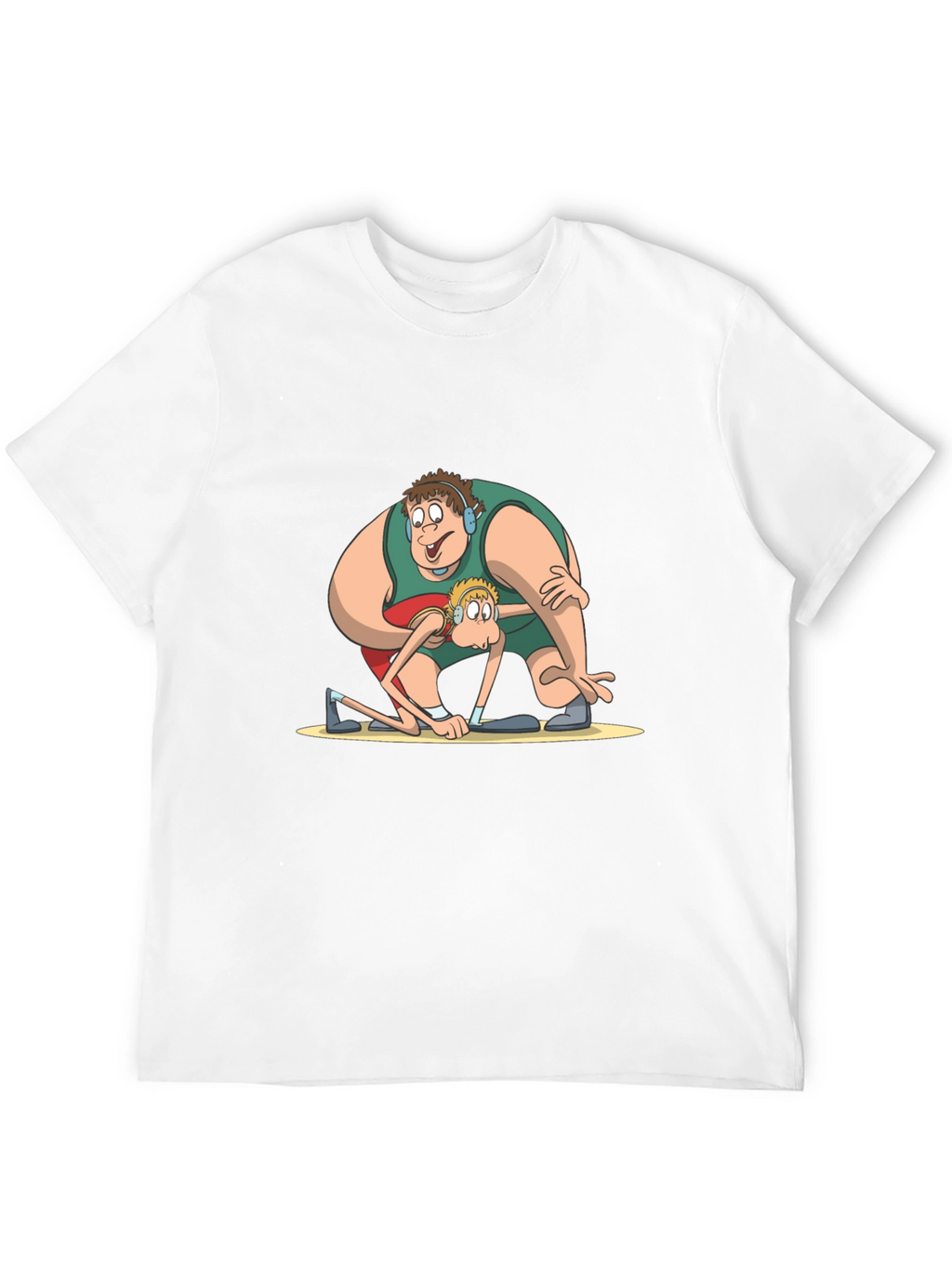 Funny Cartoon Wrestlers Black T-Shirt