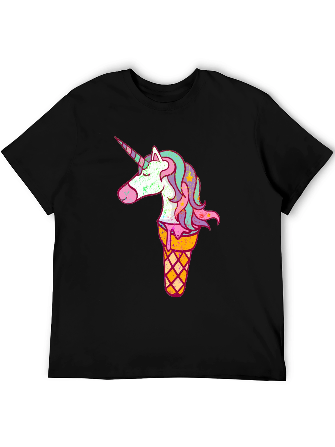 Unicorn Ice Cream Graphic Tee - Mens Black T-Shirt