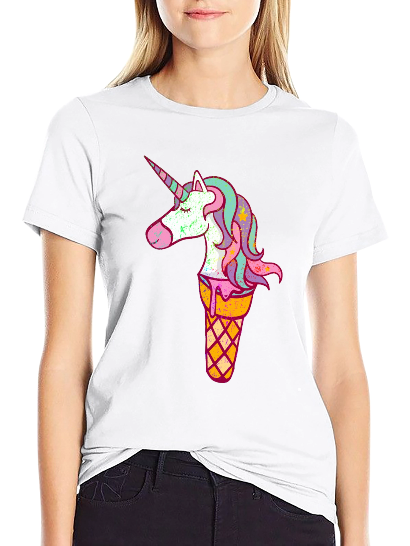 Unicorn Ice Cream Graphic Tee - Mens Black T-Shirt