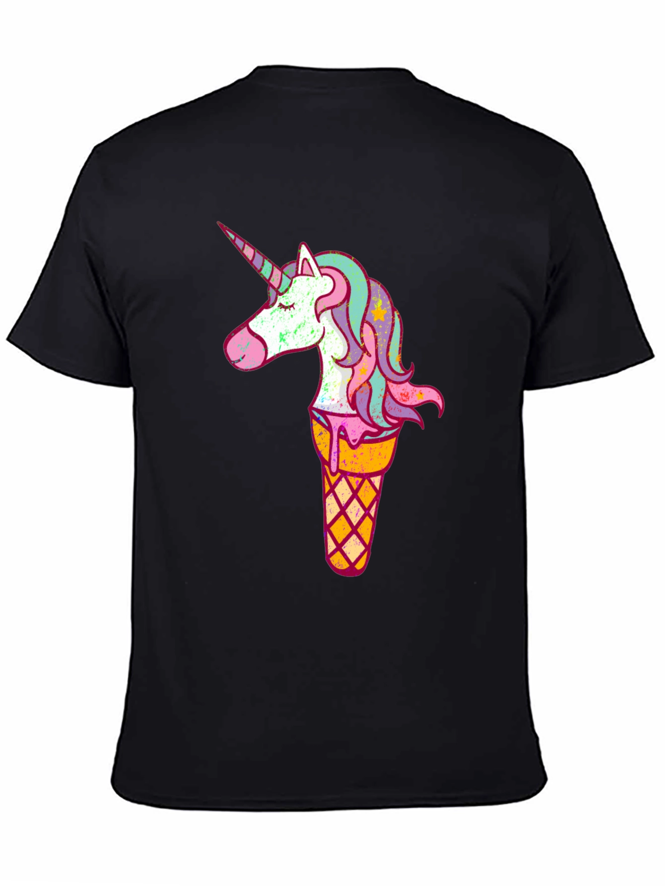 Unicorn Ice Cream Graphic Tee - Mens Black T-Shirt
