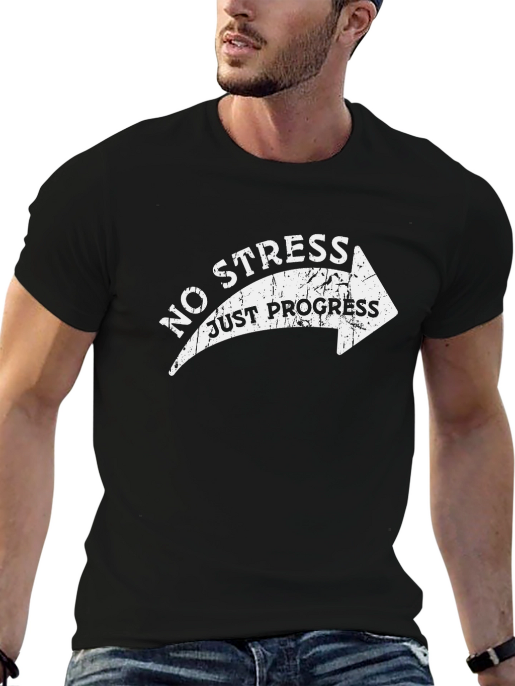 No Stress Just Progress Arrow Graphic Tee