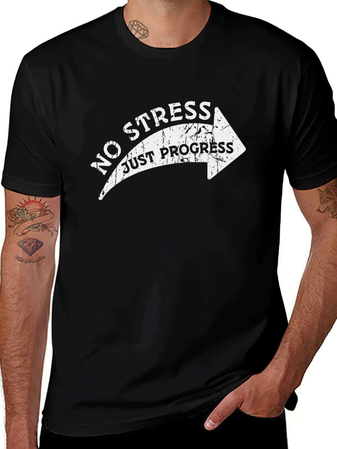 No Stress Just Progress Arrow Graphic Tee