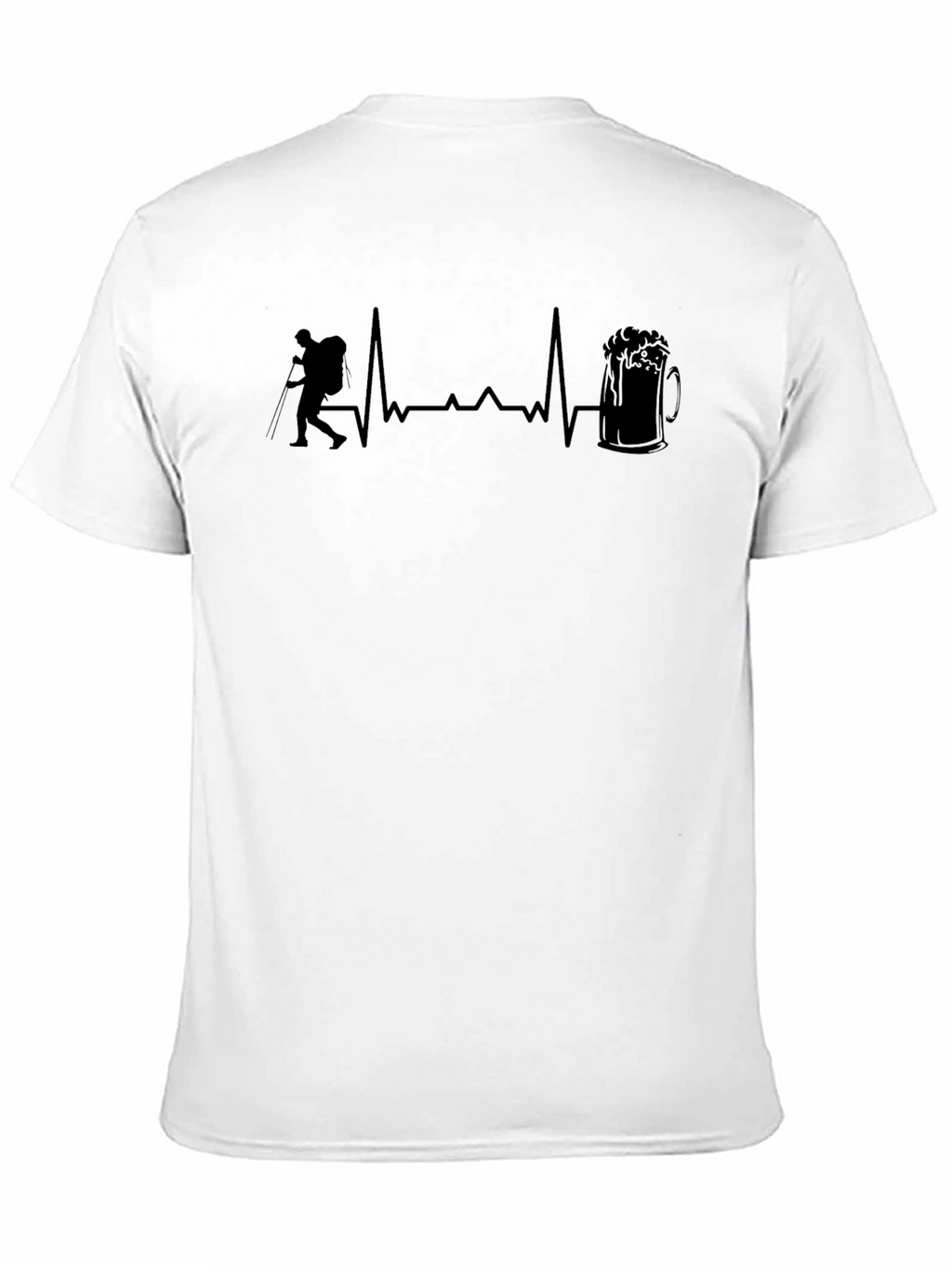 Hiking Heartbeat Beer Lover Black T-Shirt
