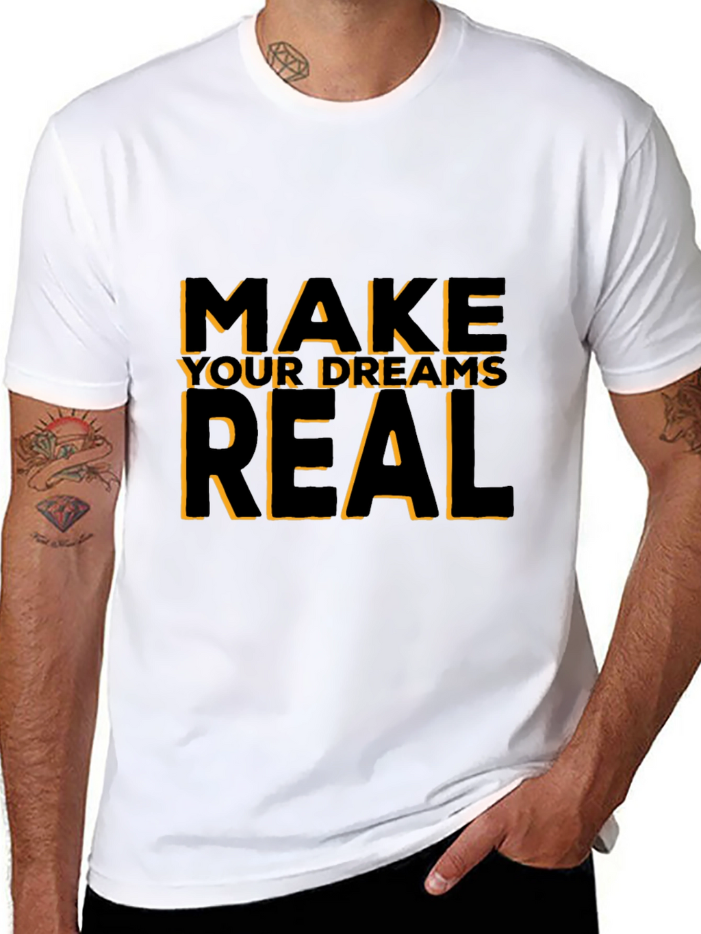 Motivational Black T-Shirt: Make Your Dreams Real