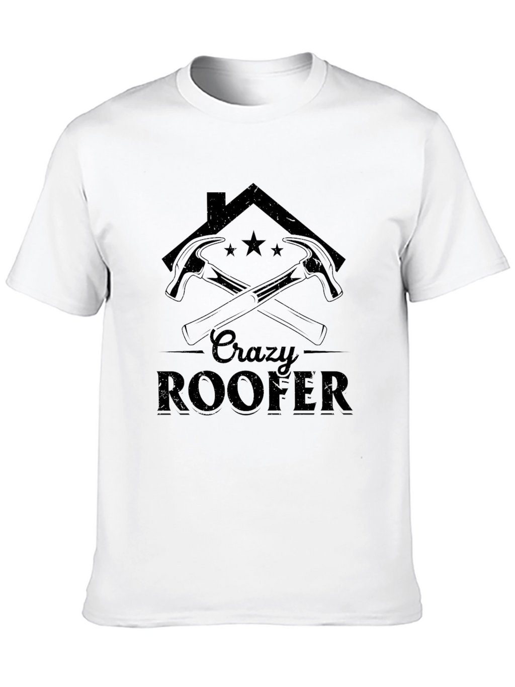 Crazy Roofer T-Shirt - Black Crew Neck Tee