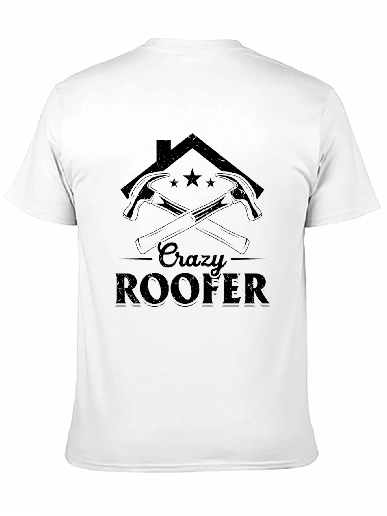 Crazy Roofer T-Shirt - Black Crew Neck Tee