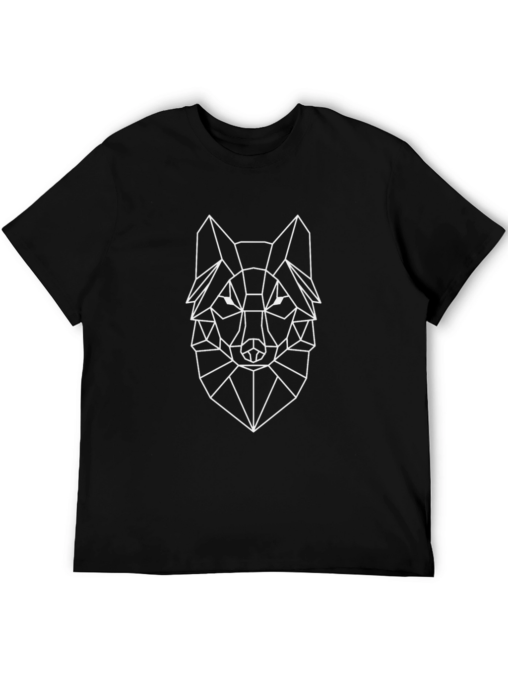Geometric Wolf Head Black T-Shirt