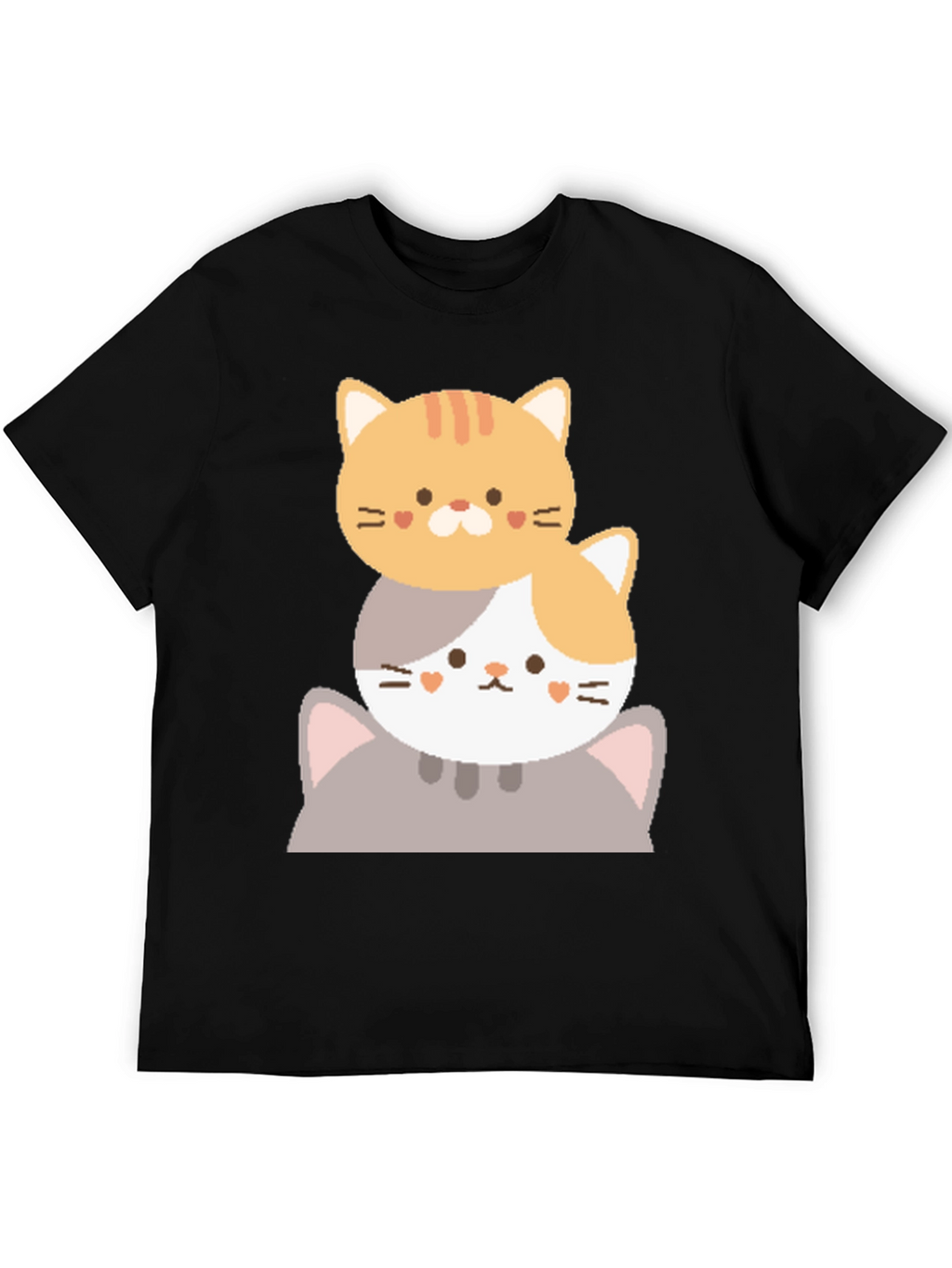 Cute Stacked Cats Graphic T-Shirt